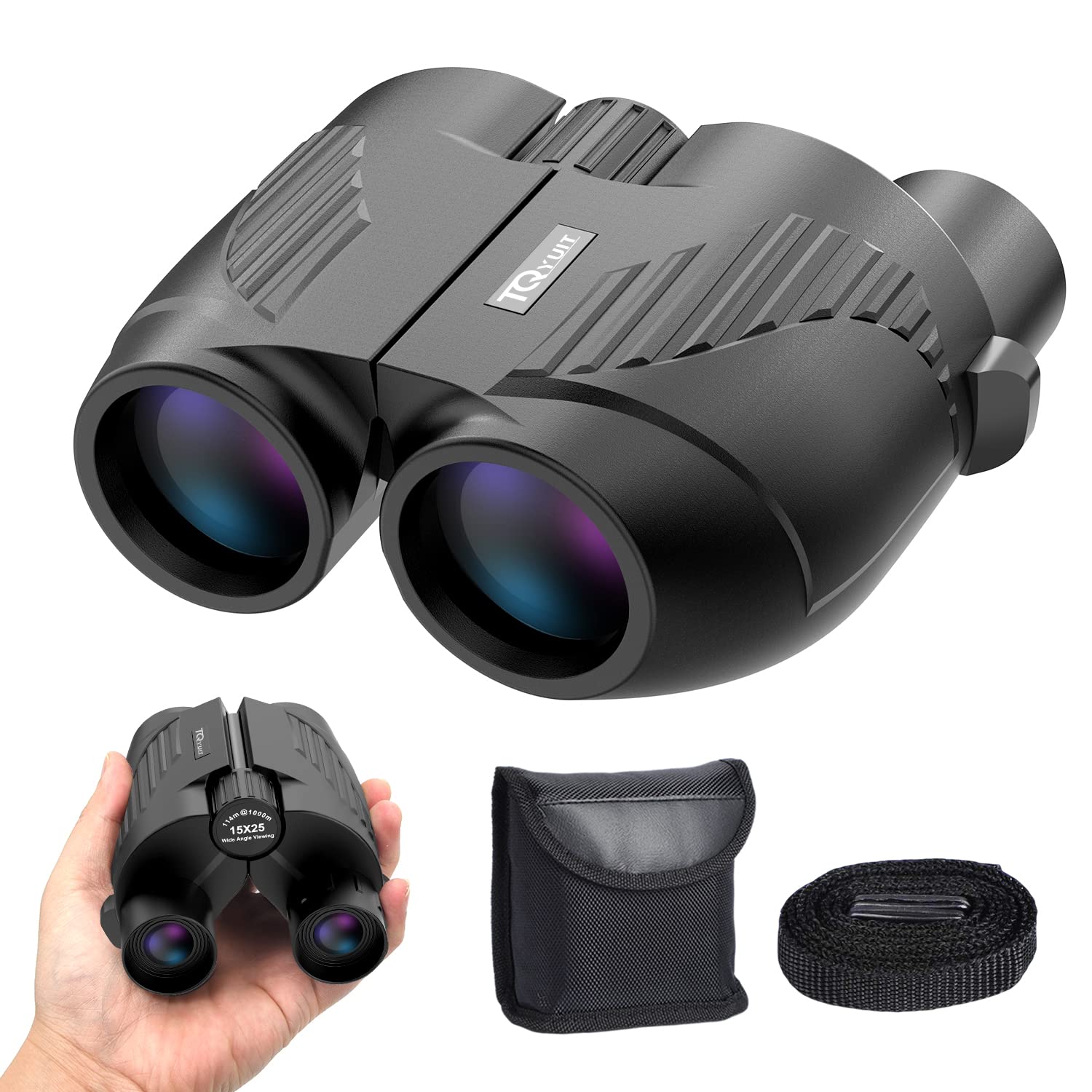 Binoculars 15X25 For Adults And Kids, High Power Easy Focus Binoculars With Low Light Vision, Compact Binoculars For Bird Watchi