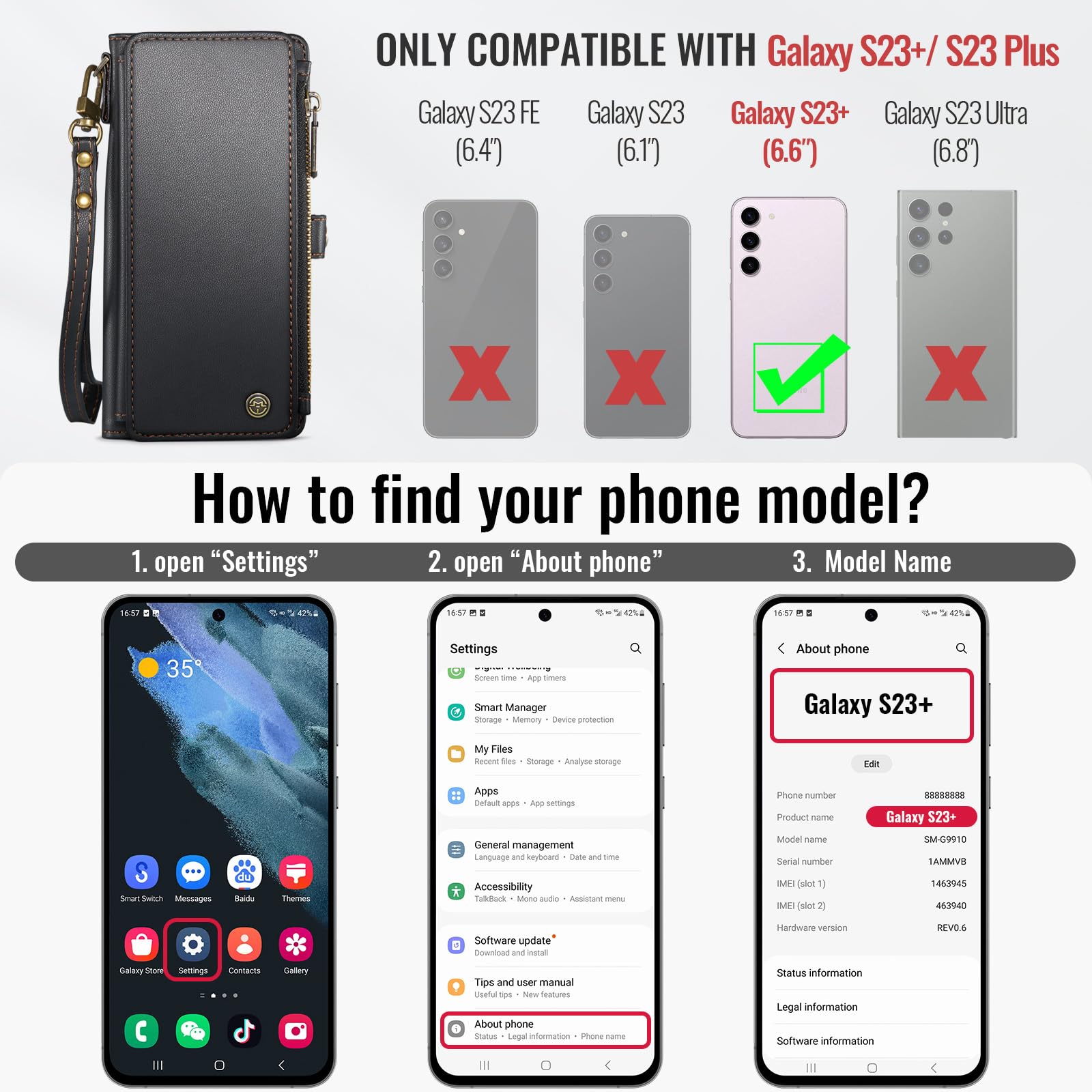 Defencase For Samsung Galaxy S23 Plus/ S23+ Case, ?Rfid Blocking? For Samsung S23 Plus Wallet Case Women Men, Pu Leather Magneti