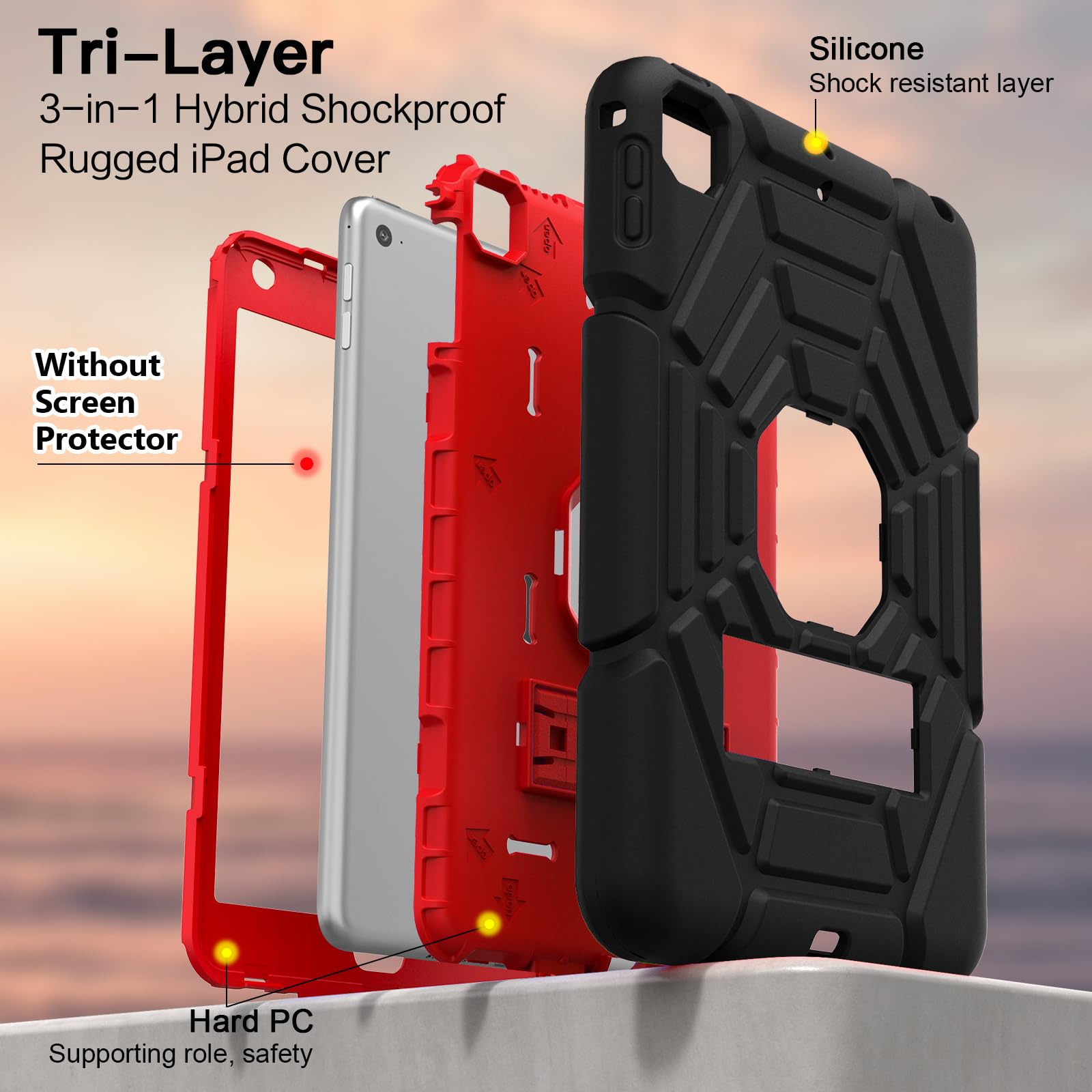 Grifobes For Ipad Mini 5 Case, For Ipad Mini 4 Case For Kids,Heavy Duty Shockproof Rugged Case Cover With Stand,Protective Case