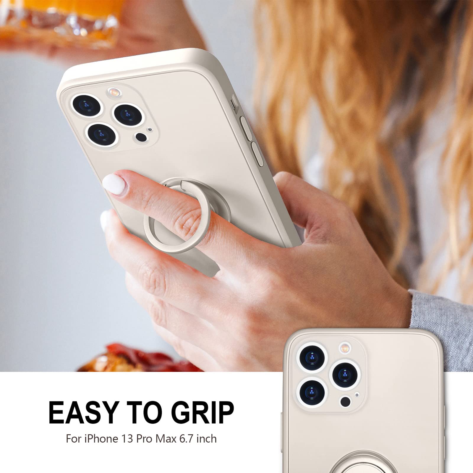 Hython For Iphone 13 Pro Max Case With Ring Stand [360Rotatable Ring Holder Magnetic Kickstand] [Support Car Mount] Slim Soft Ru