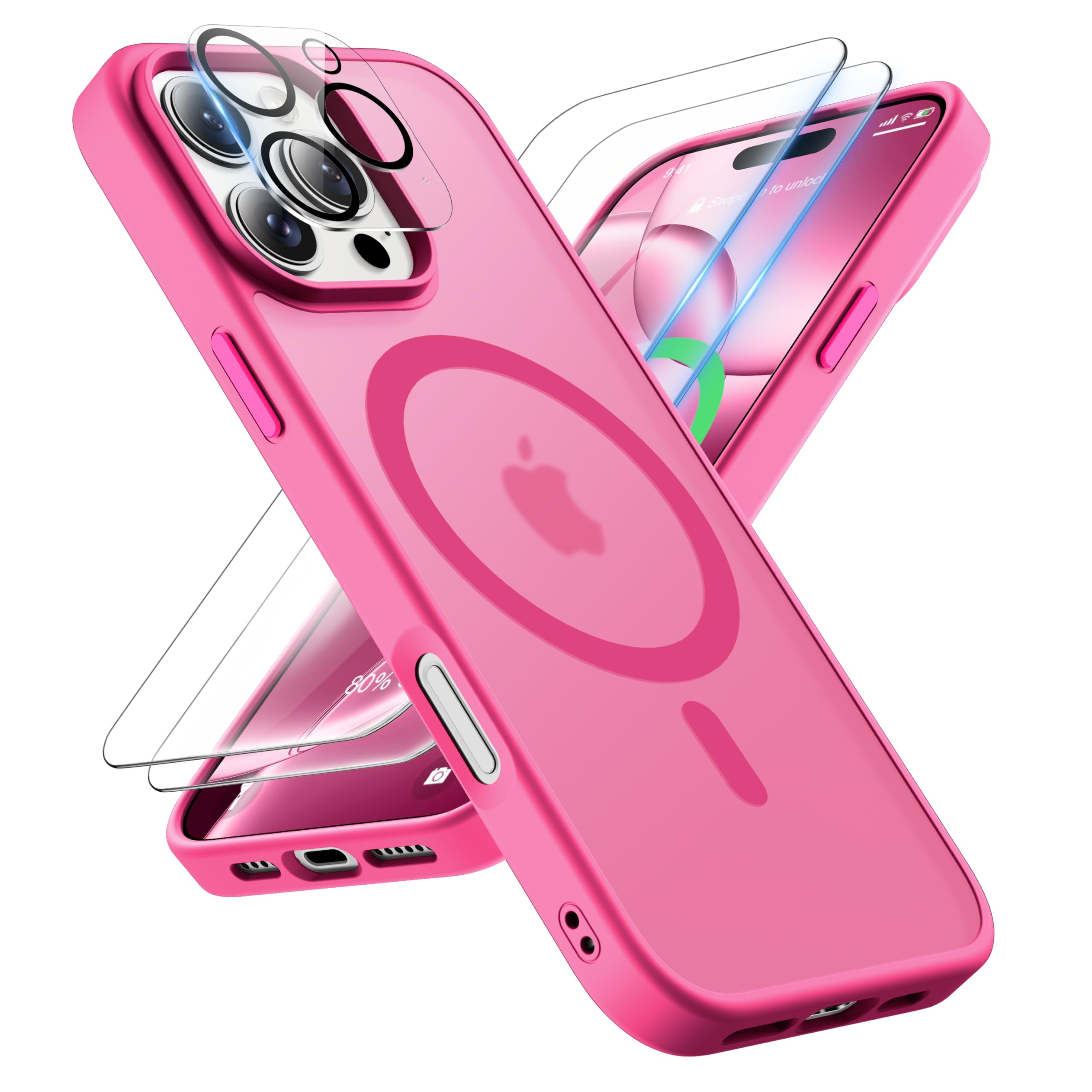 ORETECH Magnetic for iPhone 16 Pro Max Case, [Compatible with MagSafe][2 Pcs Screen Protectors+ Camera Lens Protector][15 FT Dro