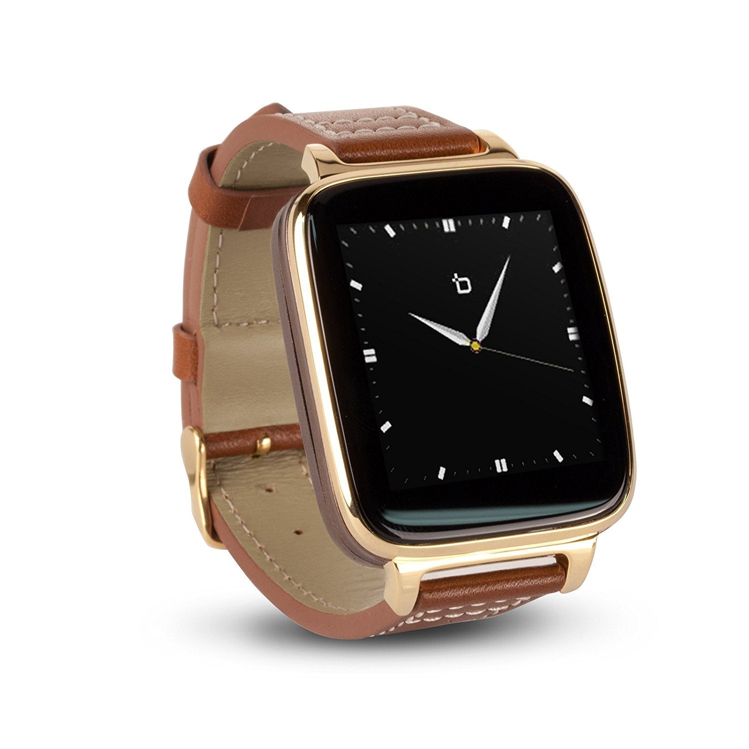 Beantech Gold Engage Plus Smartwatch for iOS and Android with 8GB of Music Storage and Leather Strap
