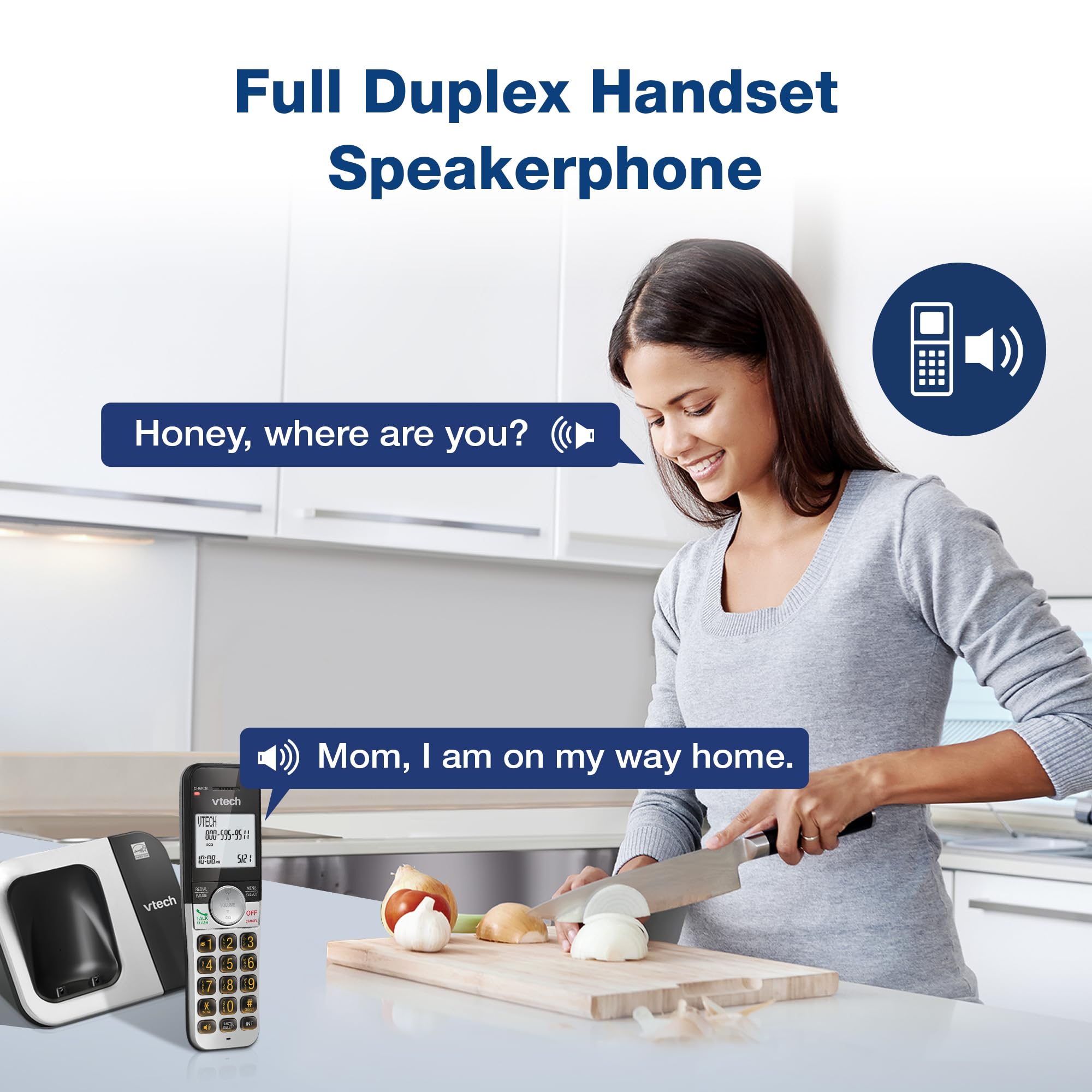 Vtech Vg231 4 Cordless Phone 4 Handset With Large Display And Big Buttons, Dect 6.0 With Caller Id/Call Waiting, Full Duplex Spe