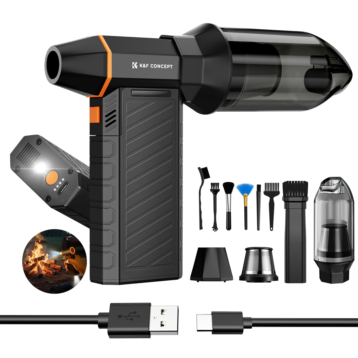 K&F Concept 2-in-1 Magnetic Compressed Air Duster, Electric Air Duster|300000RPM Vacuum Cleaner|3 Gear|Super Wind Power|Recharge