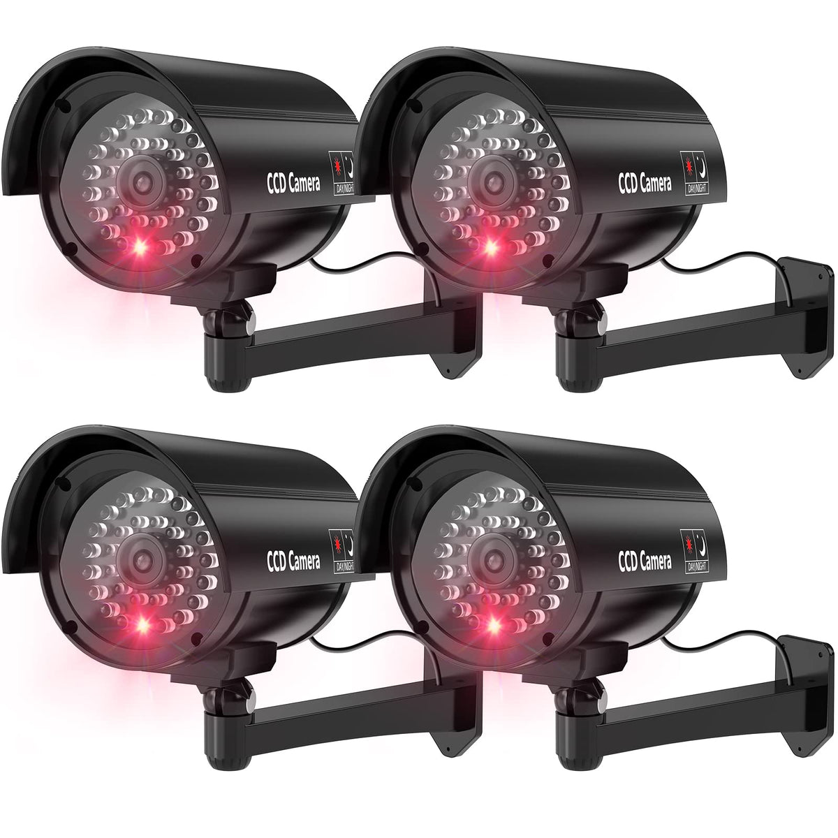 Wali Bullet Dummy Fake Surveillance Security Cctv Dome Camera Indoor Outdoor 1 Flashing Led Light And Security Alert Sticker Dec
