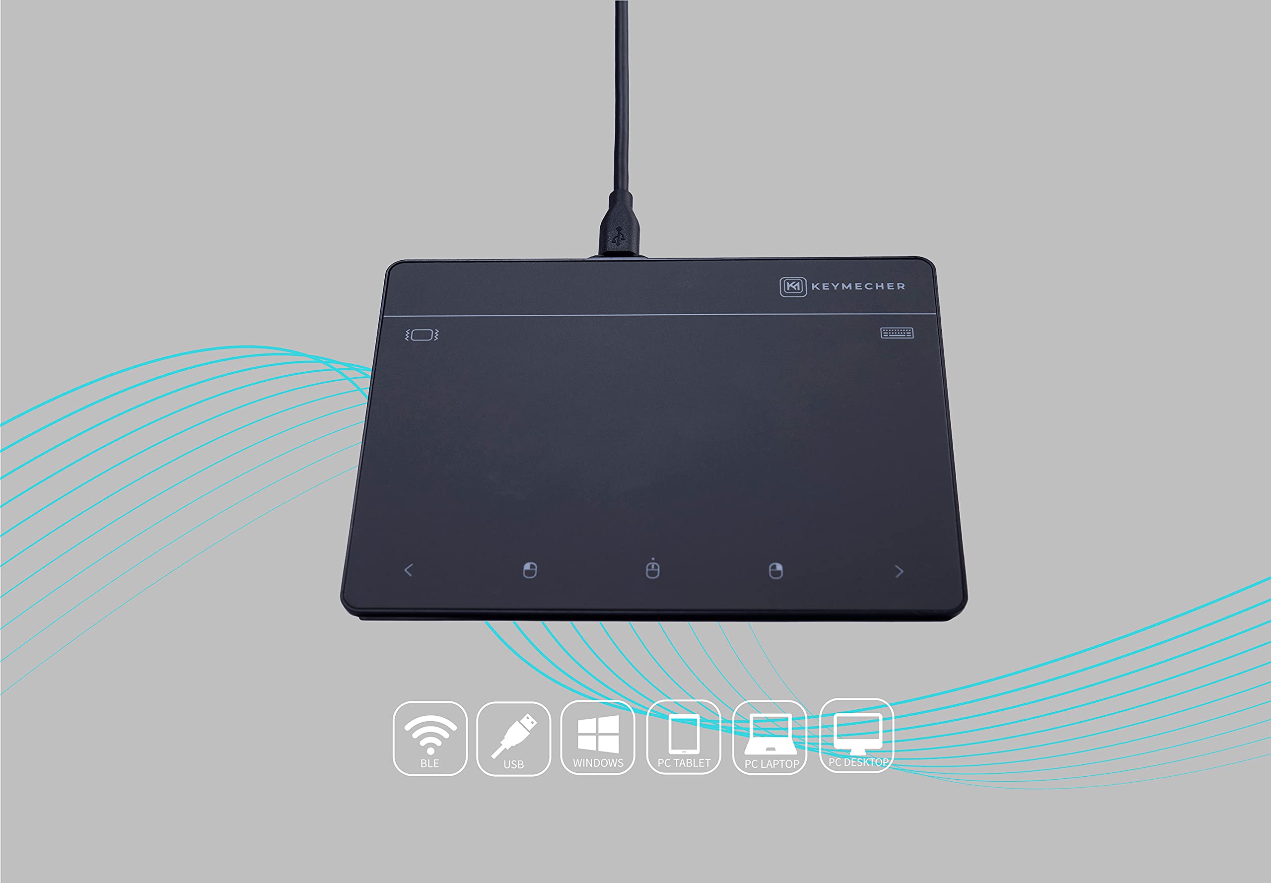 Keymecher Mano 703 Wireless Touchpad With High Precision Haptic Feedback, Bluetooth Trackpad, Multi Gesture Support For Desktop,