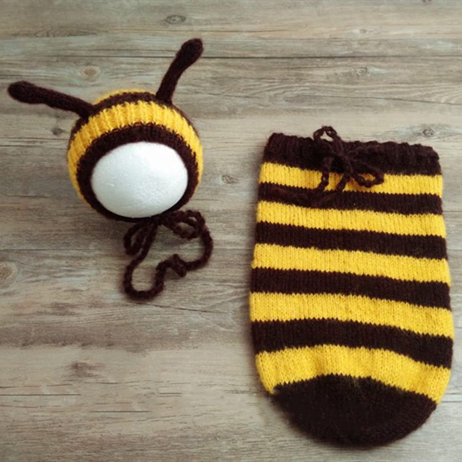 Newborn Photography Props Baby Photo Shoot Outfits Infant Boy Girl Bee Sack Hat