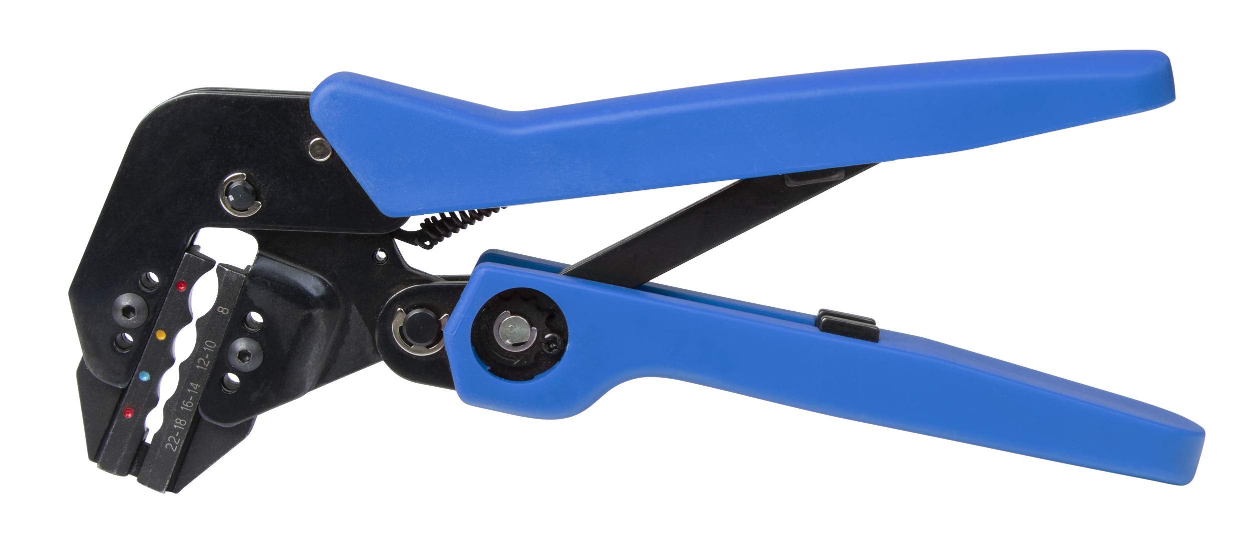 Ancor Marine Grade Products 703015 Angled Single Crimp Ratcheting Crimper - 22 Awg To 8 Awg, Blue/Black,WBHDWB07ZS4D9G3