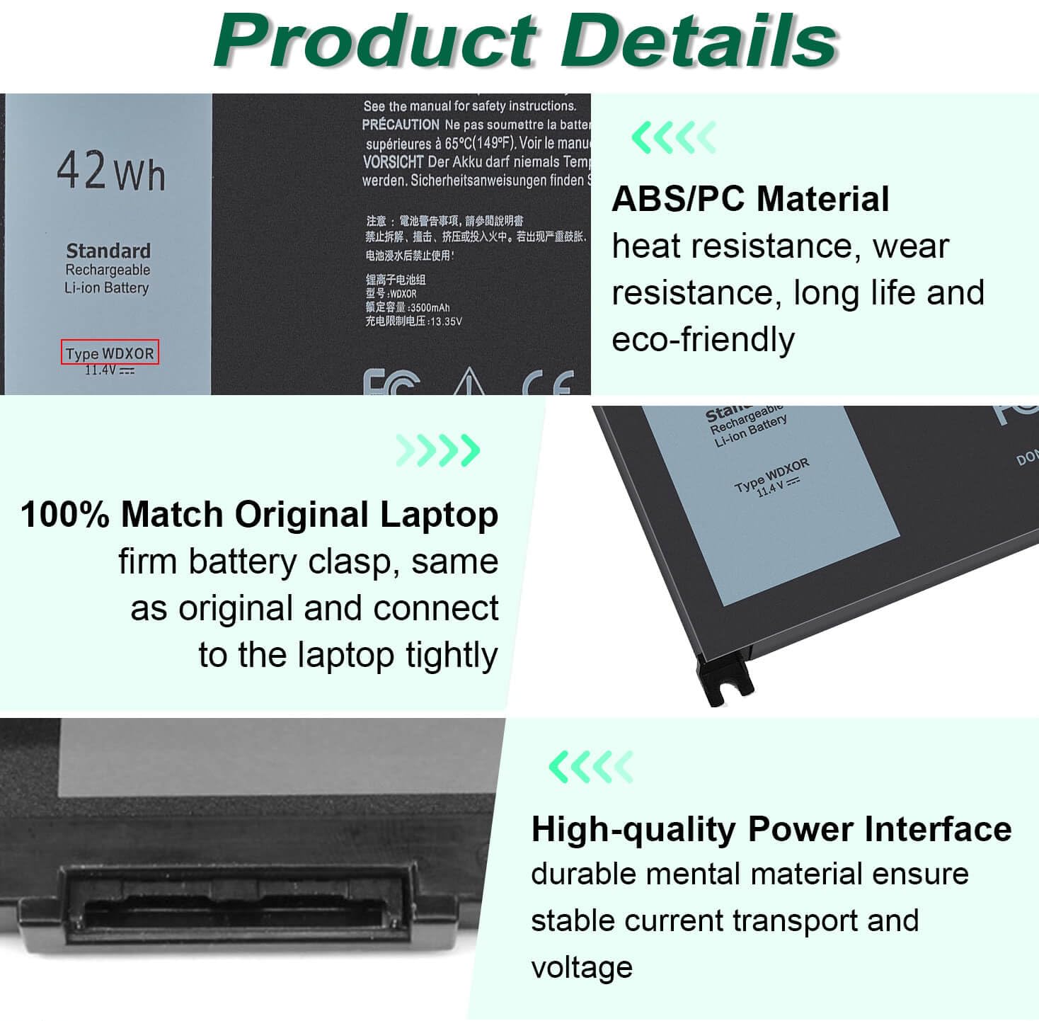 Wdx0R Laptop Battery For Dell Inspiron 15 7579 7569 5578 5565 5567 5568 5570 5775 5579 7560 7570 13 5378 5368 7375 7368 7378 17