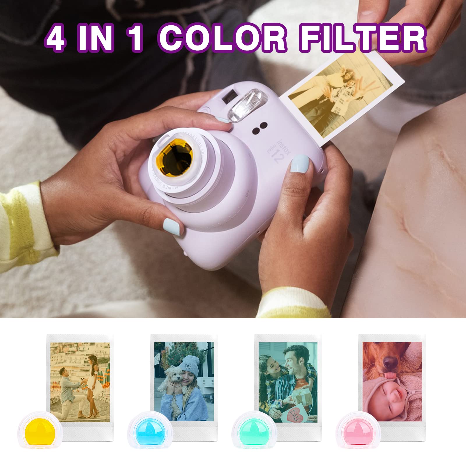 Caiyoule Accessories For Fuji Instax Mini 12 Camera, Accessory Bundle Include Pu Leather 12 Case, Mini Picture Album, Frames, Di