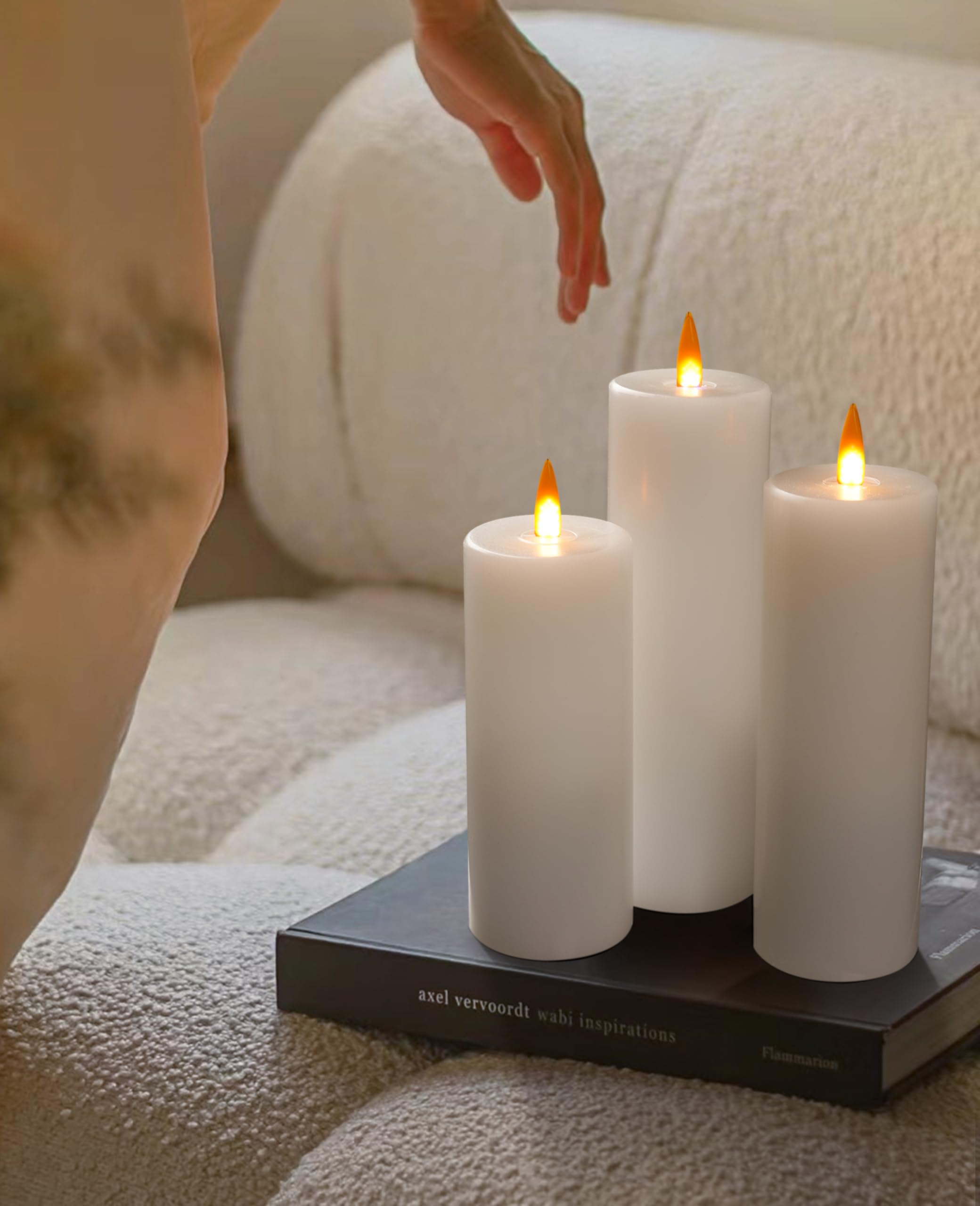 Auemaniliy Flameless Led Candle With Remote Control, 3D Dancing Flame Flickering Candle, Battery Powered Candle, Minimalist Home