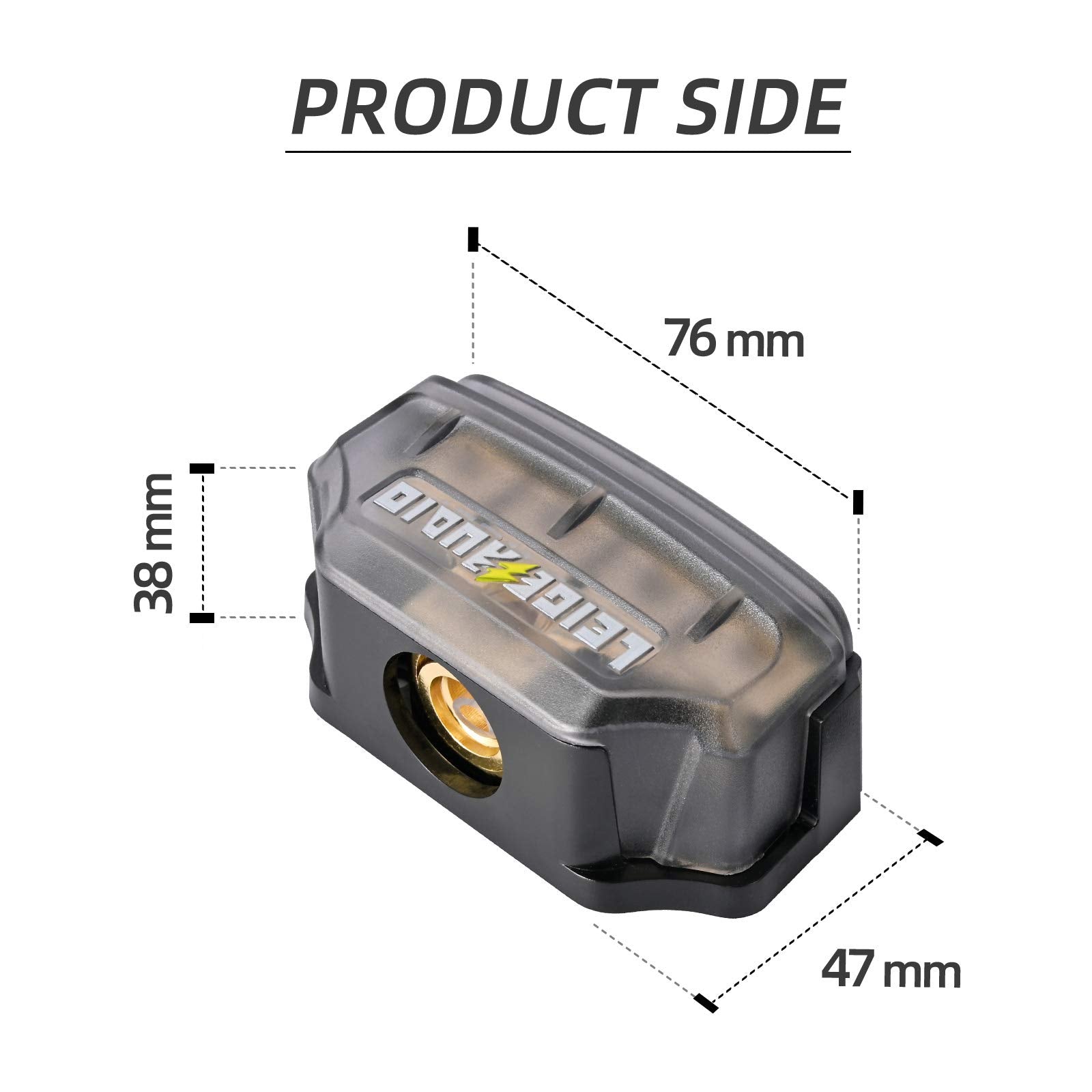 Leigesaudio Copper 0/2/4 Gauge In 4/8/10 Gauge Out Power Distribution Block For Car Audio Splitter(1 In 4 Out)