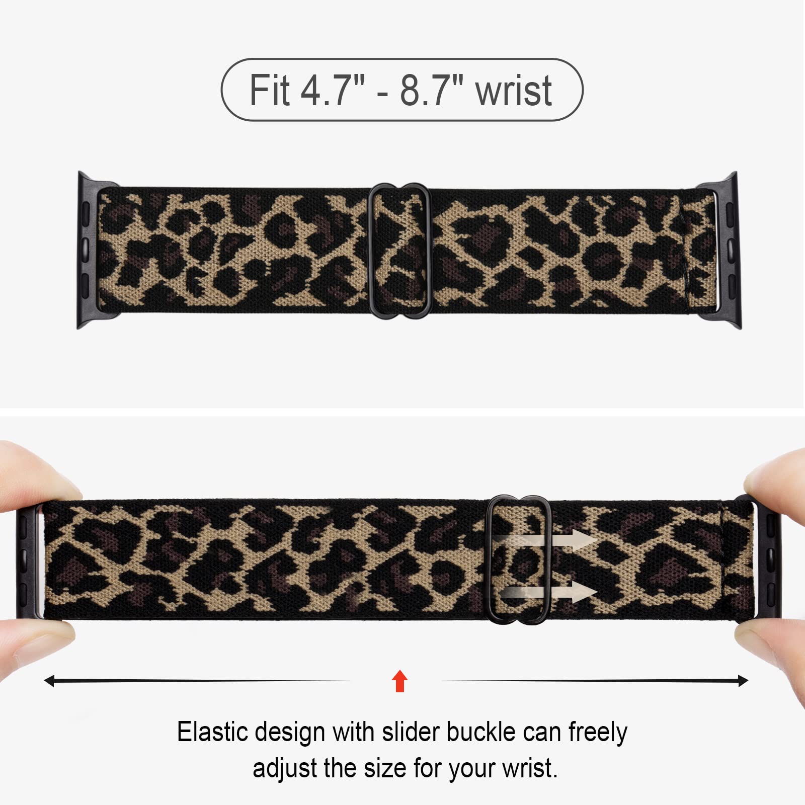 Stretchy Nylon Solo Loop Bands Compatible With Apple Watch 38Mm 40Mm 41Mm, Adjustable Braided Sport Elastic Wristbands Women Men