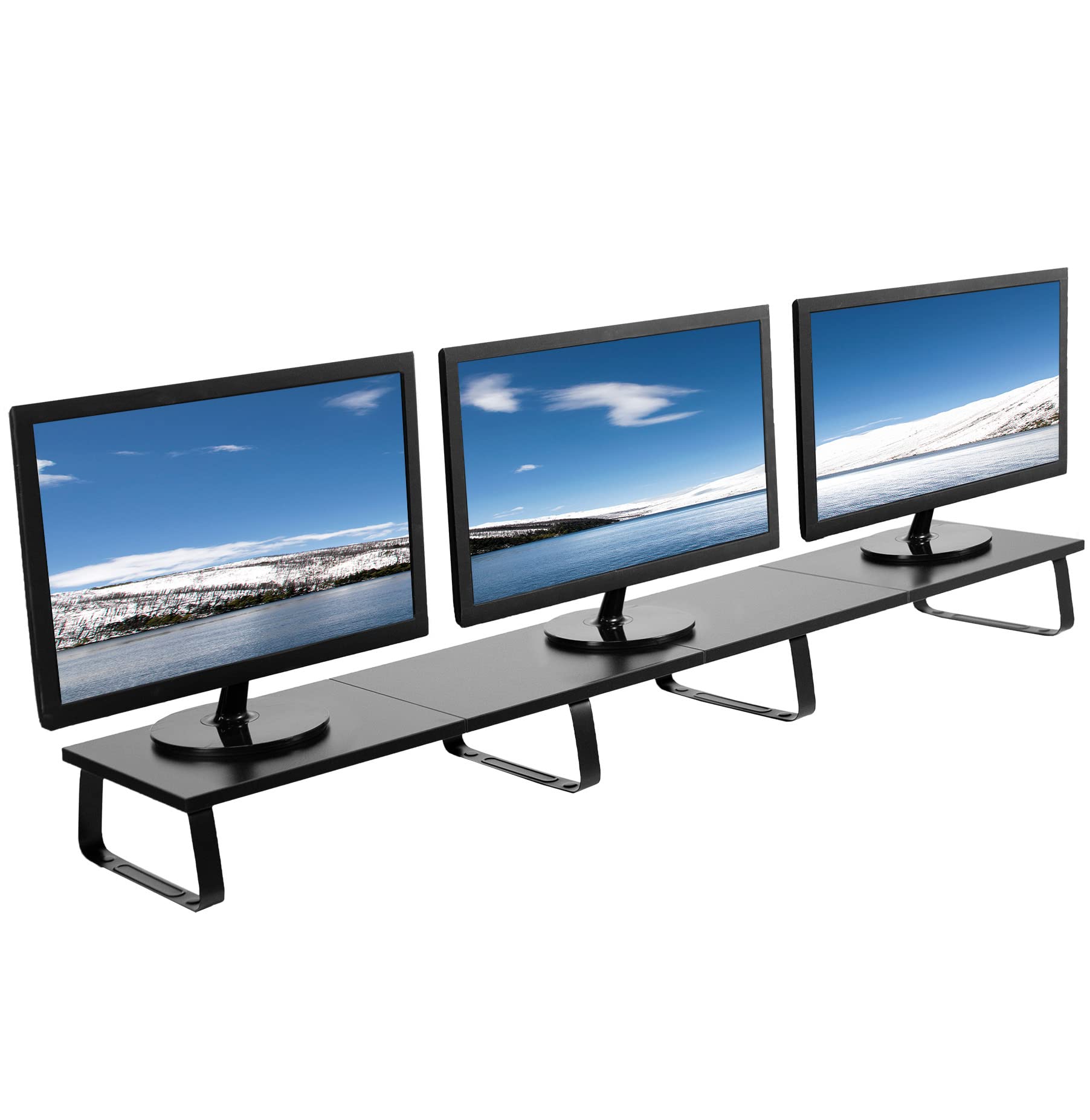 VIVO 55 inch Extra Long Monitor Stand, Wood & Steel Desktop Riser, Multi Screen, TV, Keyboard, Laptop, Ergonomic Desk and Tablet