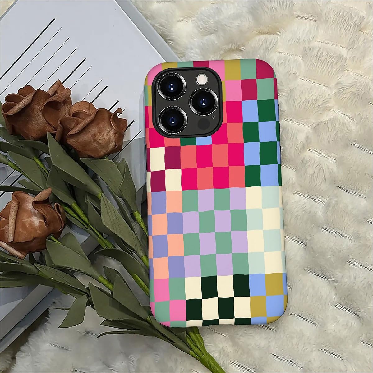 Seized Case Compatible With For Iphone 16 Pro,Colorful Checkerboard Phone Case For Girl Women Boy Men,Durable Protection Phone C