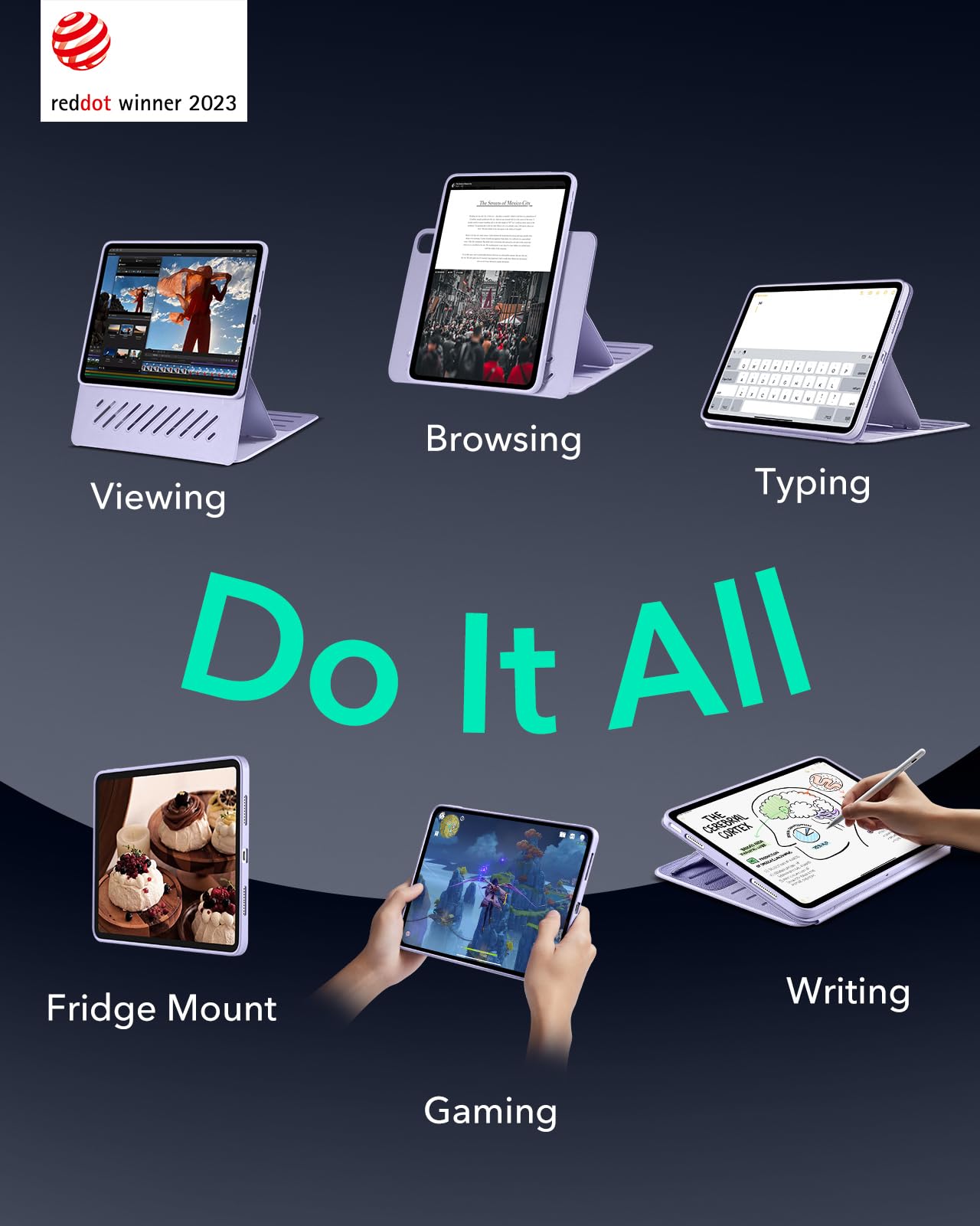 Esr For Ipad Air 13 Inch Case (2025/2024) M3/M2, Removable Magnetic Cover, Adjustable Portrait/Landscape Stand With Raised Screen View, 9 Standing Angles, Shift Series, Light Purple