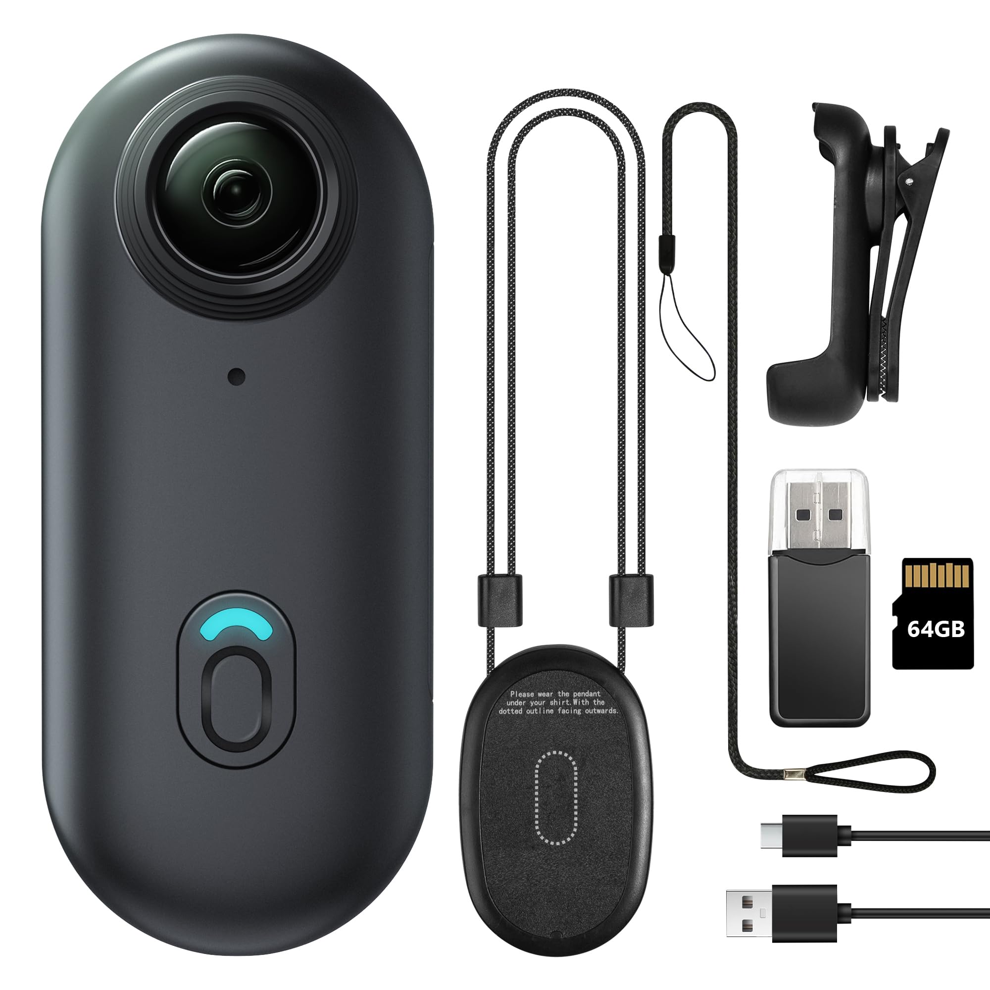 Meoilkolnm 4K 64GB Mini Body Camera, Wearable Action Body Cam, Thumb Size Hands Free Recording Body Worn Camera, Premium Portabl