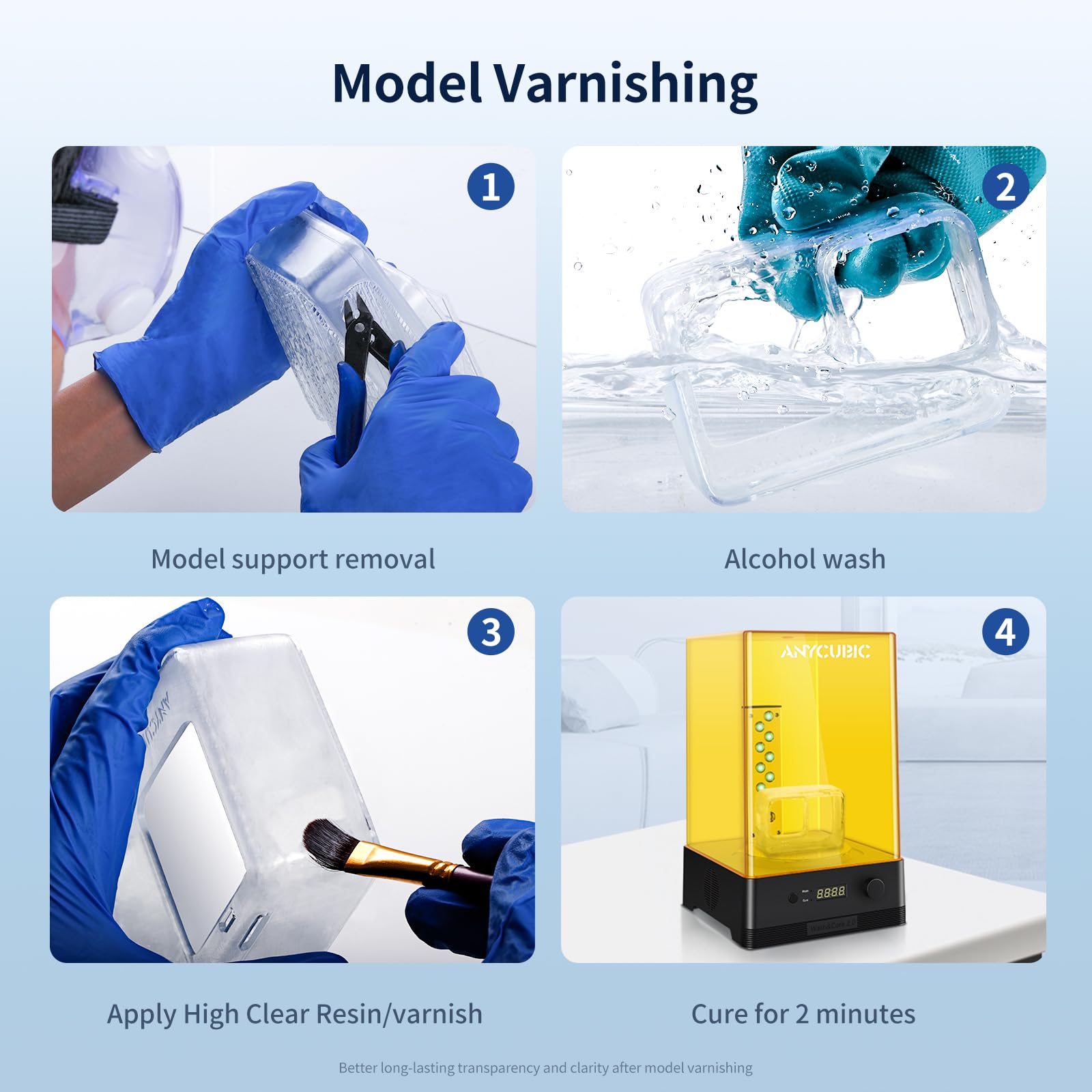 Anycubic High Clear 3D Printer Resin, Resist Yellowing And Highly Transparent, Tough And Resilient, Low Odor 3D Printing Resin,