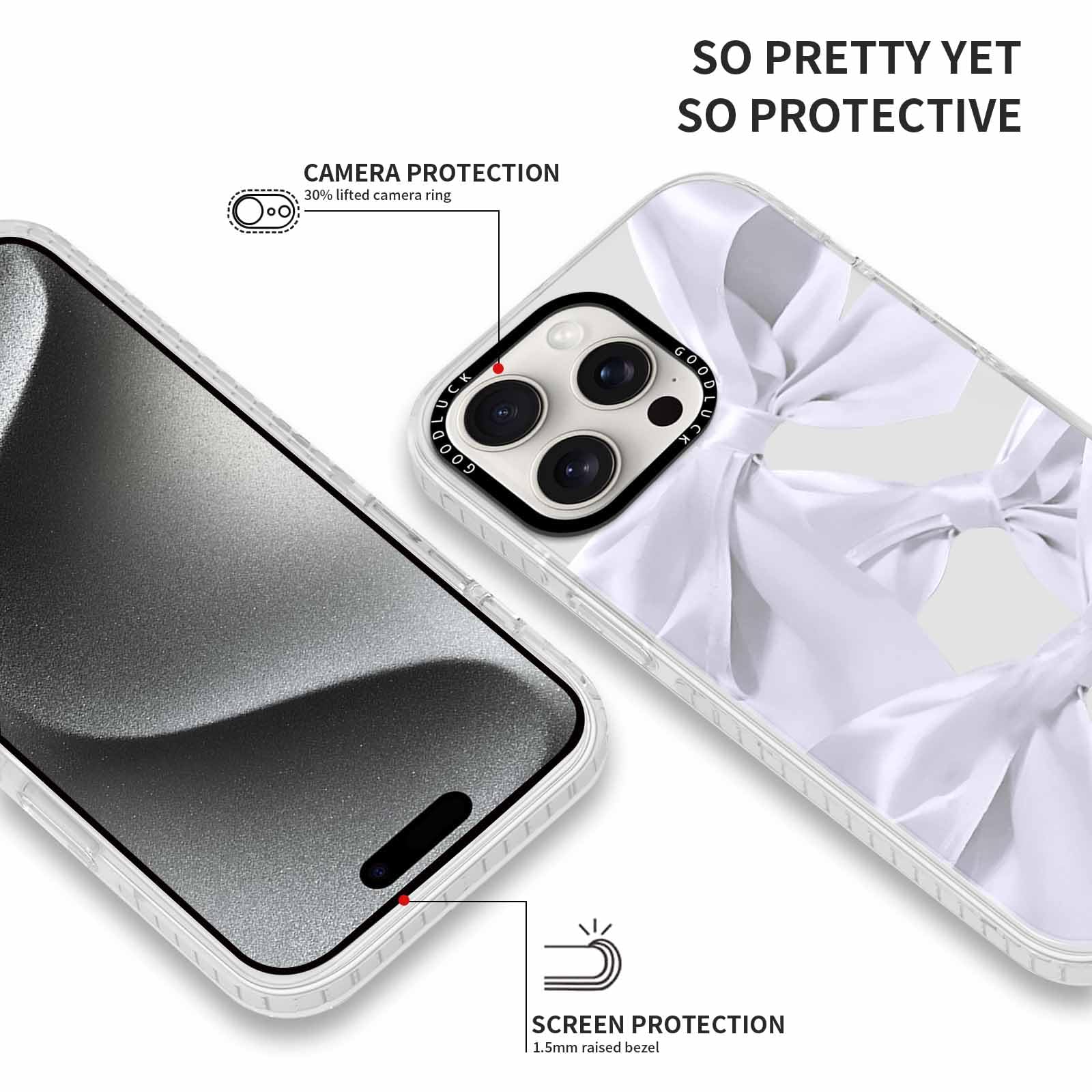 Rumdey 2 Pack Clear Bow Phone Case For Iphone 16 Pro Max 6.9 Inch, Cute Aesthetic Pattern Design Protective Soft Slim Shockproof