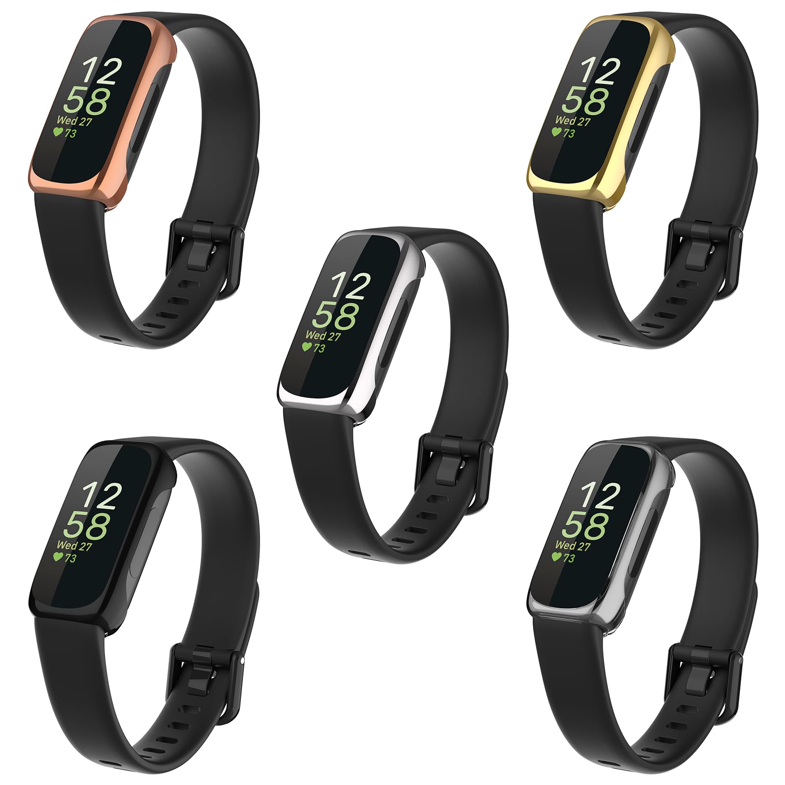 Simpeak 5-Pack Soft Screen Protector Case Compatible With Fitbit Inspire 3 Smartwatch, Full Protection Plated Bumper Case Covers
