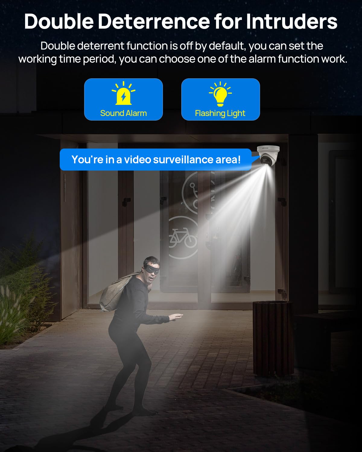 Vikylin 8Mp 4K Ip Poe Camera Two Way Audio/Talk, Double Active Deterrence, Smart Dual Light Full Color Night Vision 98Ft, Ai Hum