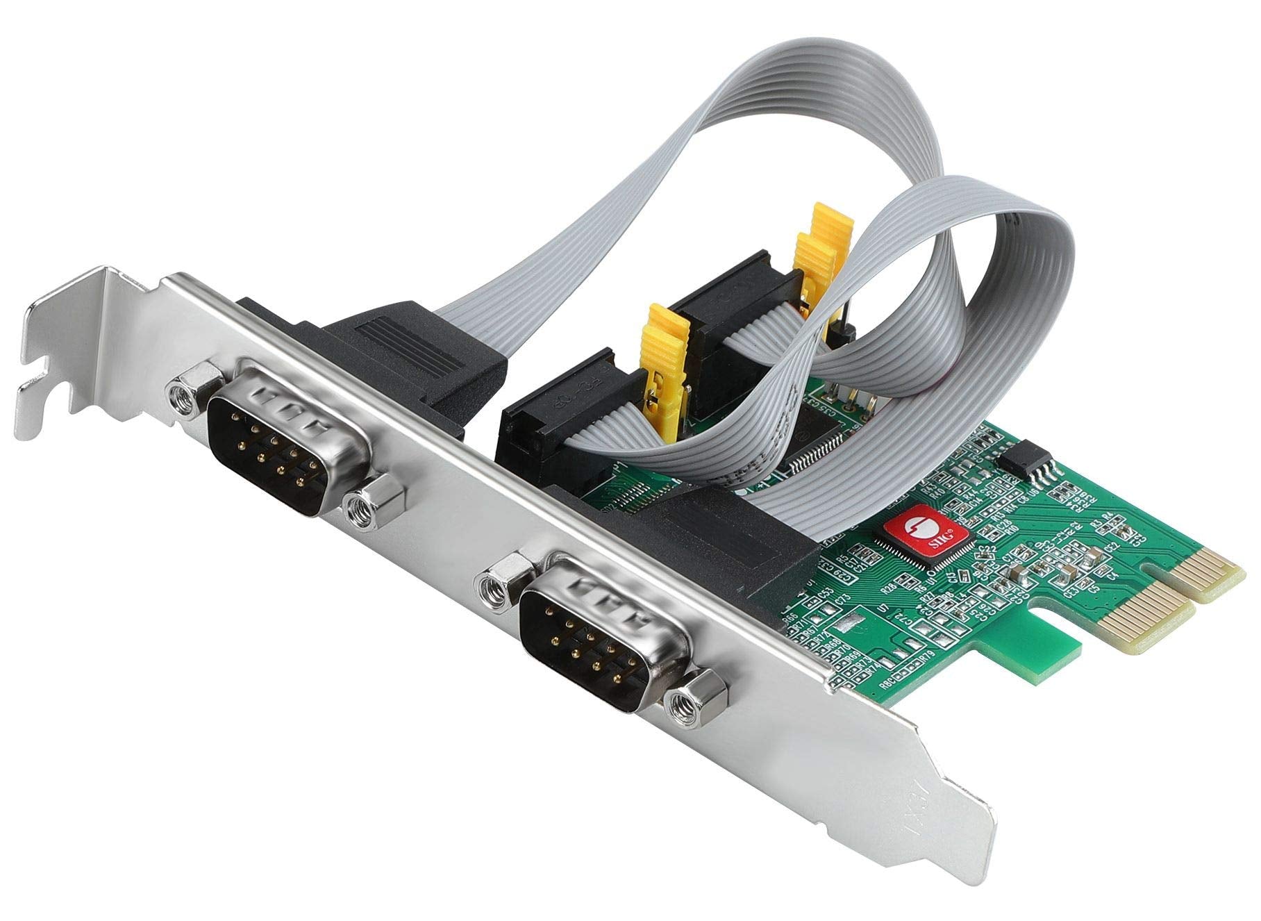 SIIG Dual Serial PCIe Card Adapter, 16650 UART, Baud Rates up to 250Kbps, PCIe 2.0 x1 to 2X RS232 Male 9pin DB9, RS232 5V or 