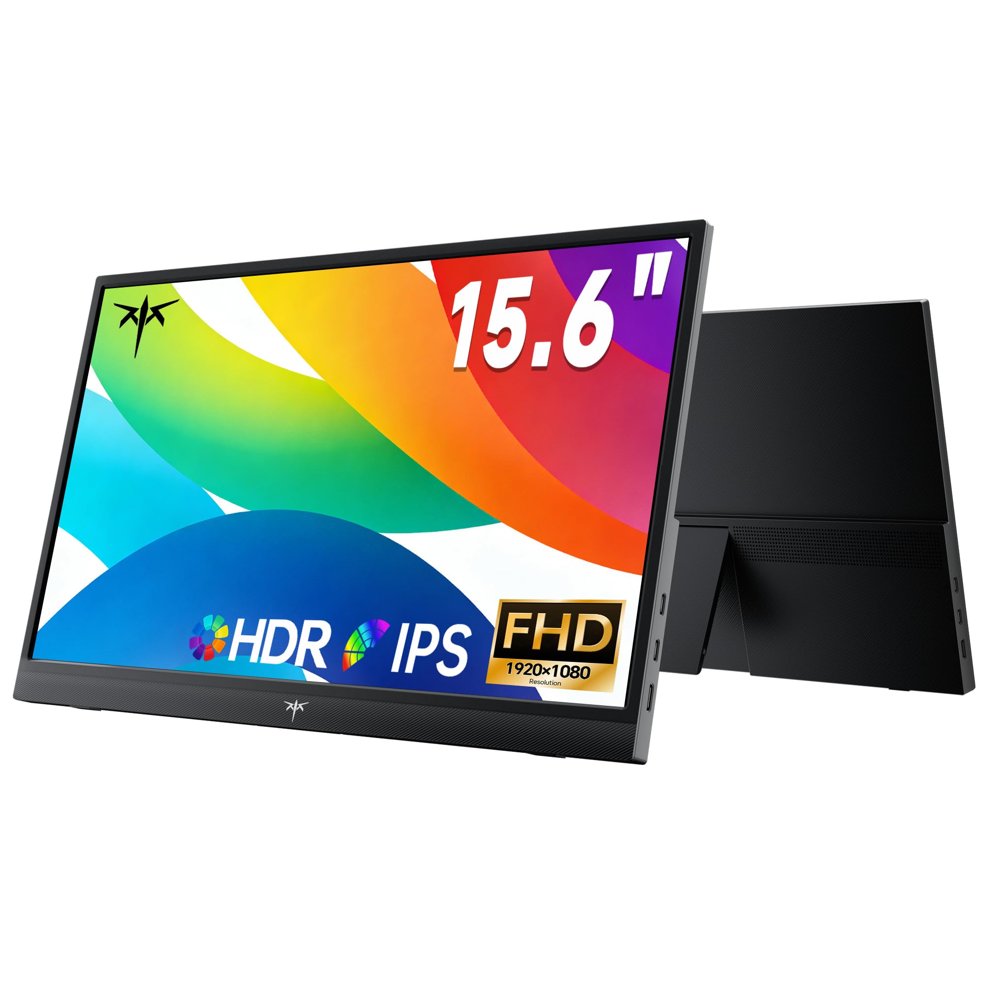 KTC Portable Monitor 15.6 Inch, FHD 1080P Travel Laptop Monitor Extender with USB-C HDMI, Ultra-Slim IPS HDR Display with Speake