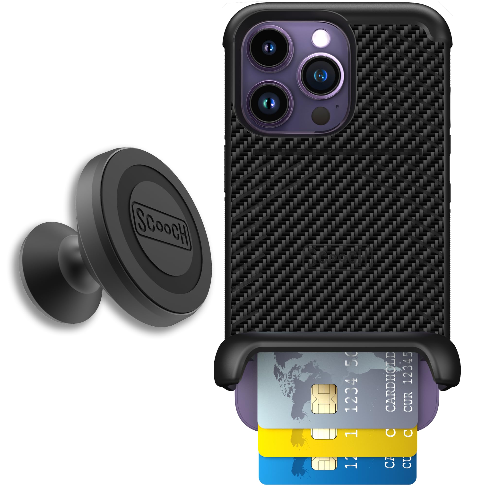 Scooch for iPhone 14 Pro Case with Card Holder, Wingmate Wallet Case with Hidden Card Slot and RFID Protection for 4 Cards, Star
