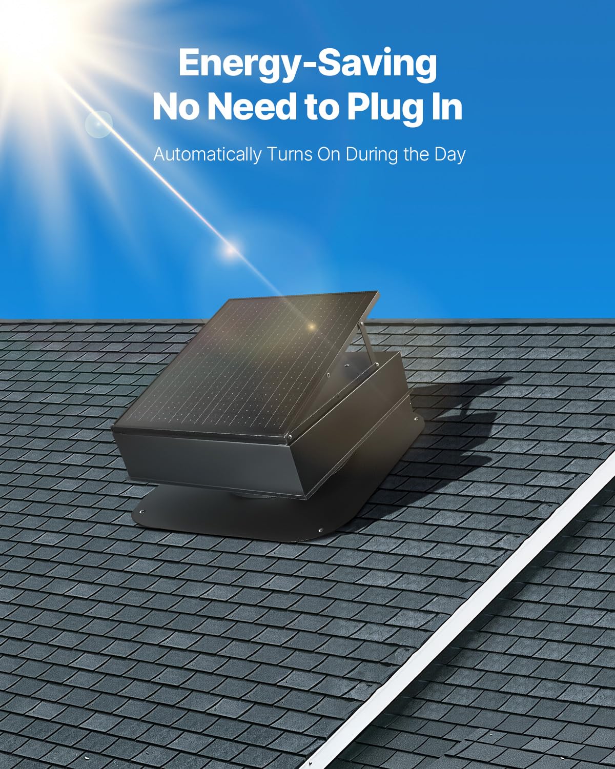 Vevor Roof Attic Exhaust Fan, 35W Smart Solar Roof Ventilation Fan With Built-In Thermostat, 2400 Cfm Airflow Built-In Brushless