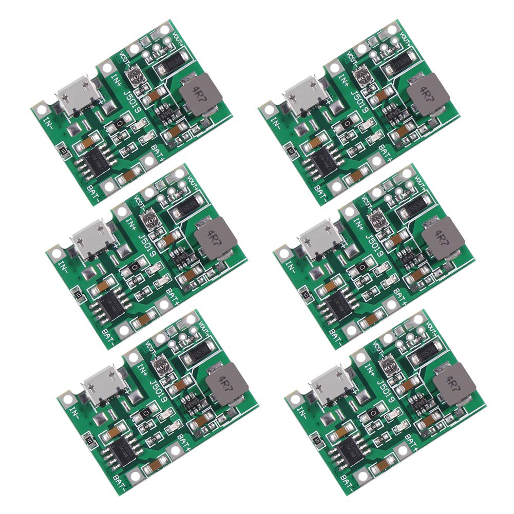 Aitrip 6Pcs 2A Usb 18650 Lithium Li Ion Battery Charger Module Boost 3.7V To 5V 9V 12V Adjustable Dc Dc Step Up Boost Module Tp4