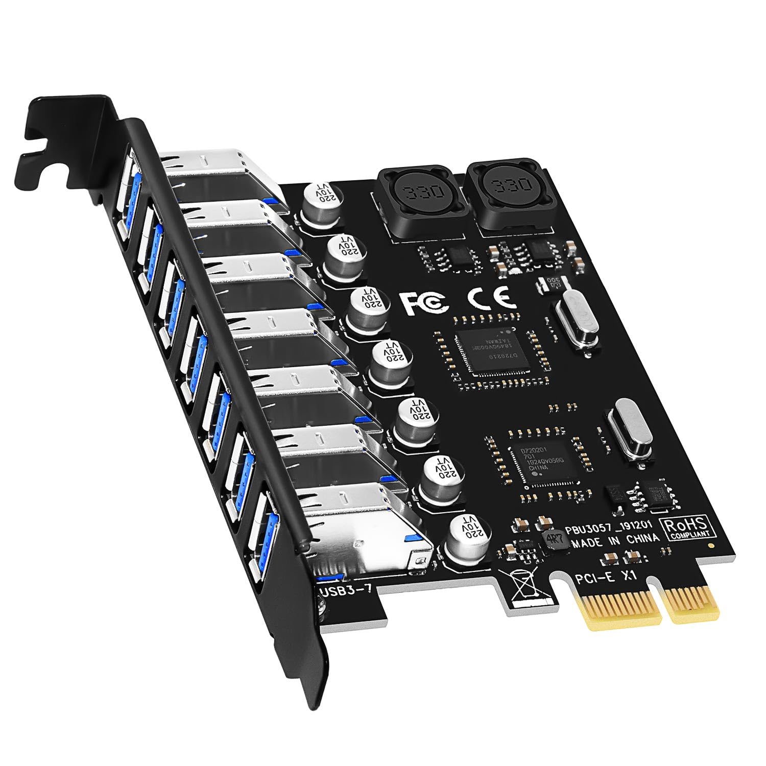 Glotrends U3057 7 Port Usb 3.2 Gen1 5Gbps Pcie Expansion Card, Compatible With Windows And Linux (Not Support Mac Os)