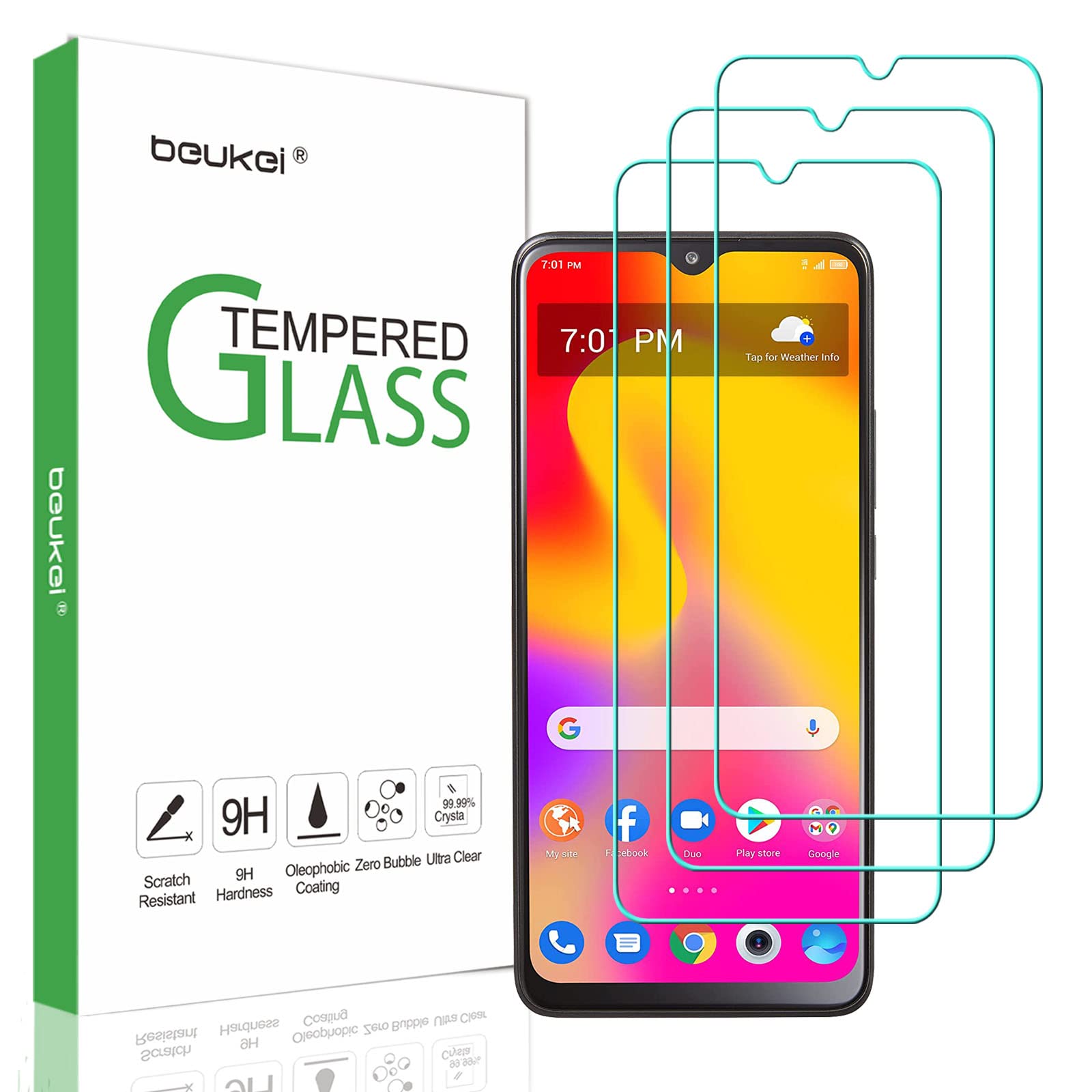 Beukei (3 Pack) Compatible For Tcl 30 Xl/Tcl 30Xl (2022) Screen Protector Tempered Glass (6.82 Inch),Touch Sensitive,Case Friend