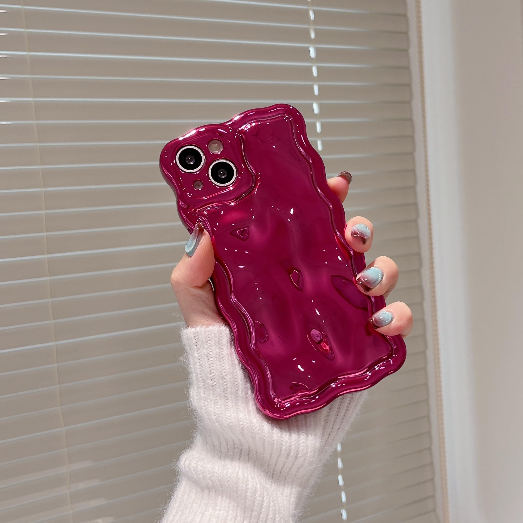 Fabspark Case For Iphone 14 Pro Max,3D Meteorite Bubble Pattern Electroplate Plating Glitter Curly Wavy Frame Glossy Case,Soft T