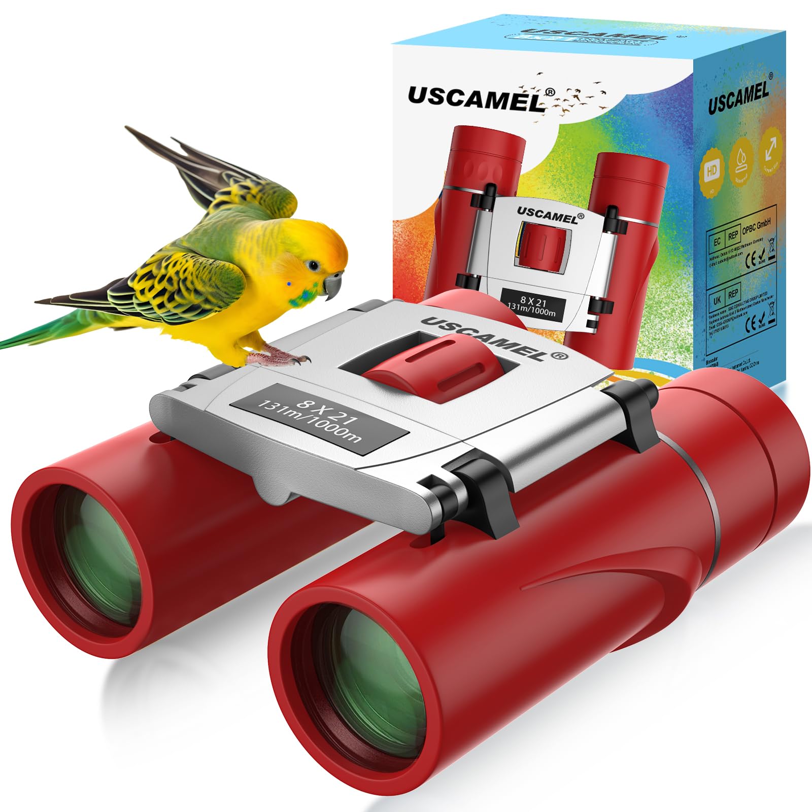 Uscamel Binoculars 8  21 Compact High Powered Binoculars For Kids And Adults Travel Binocular For Bird Watching And Hunting (Red