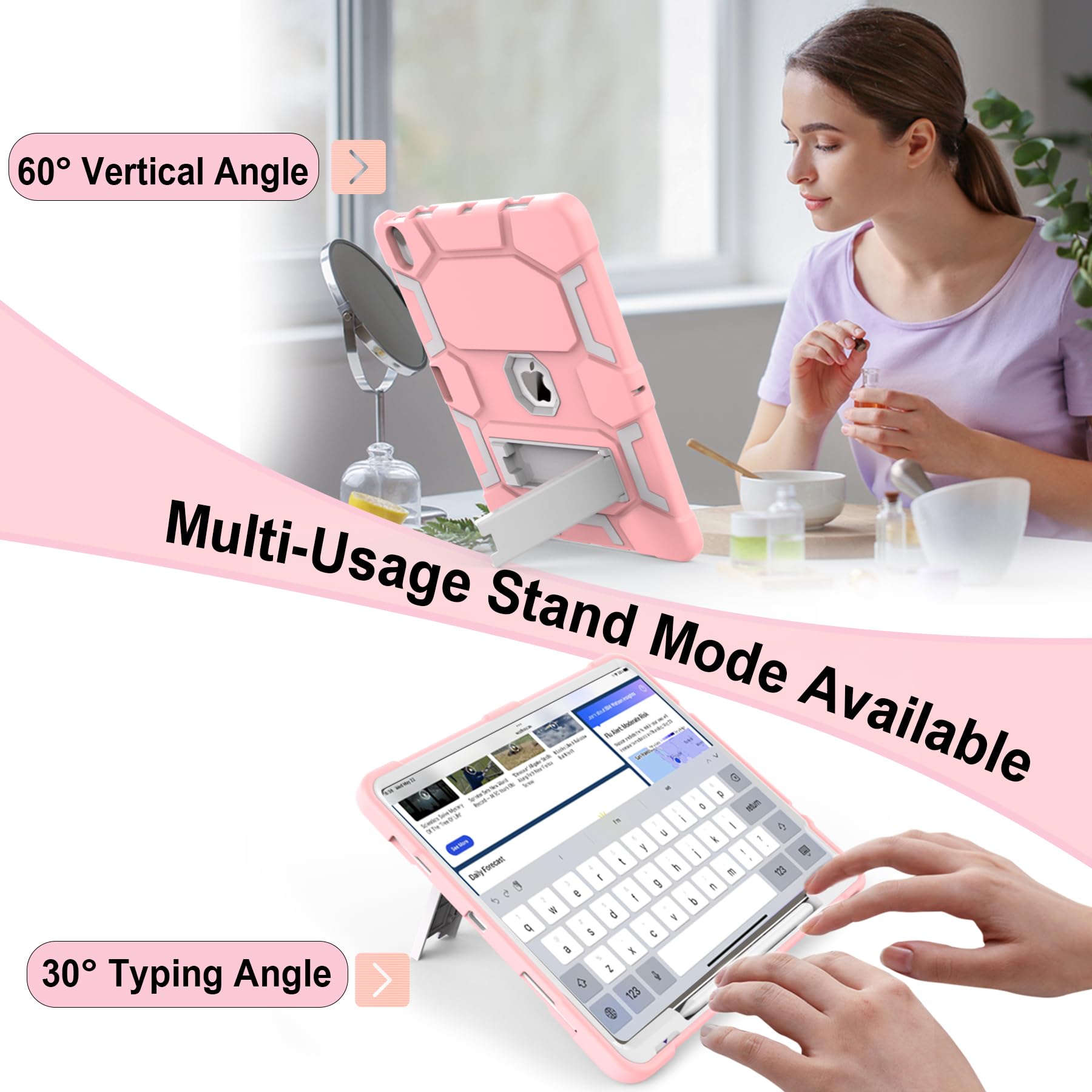 Ccmao For Ipad Air 13 Inch Case (2024), Ipad Air 13 M2 Case With Pencil Holder And Stand, Fully Supports Pencil Pro/Usb C, Heavy