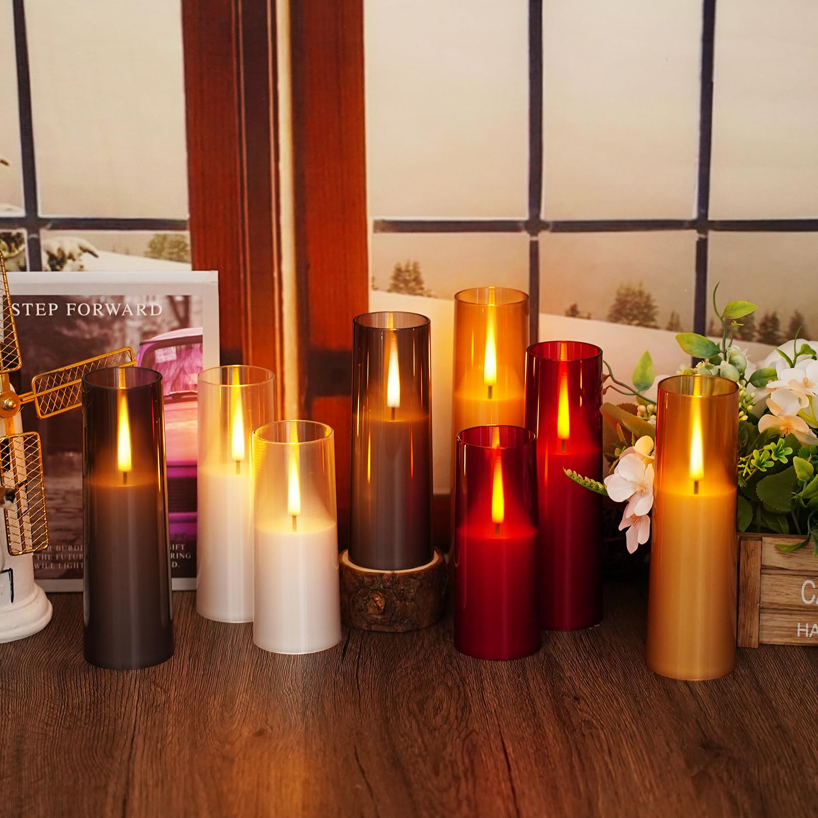 Nimiko Flickering Flameless Candles 7Pcs Upgraded Realistic Dancing Flame Battery Operated Candles,Led Candles With Remote And T