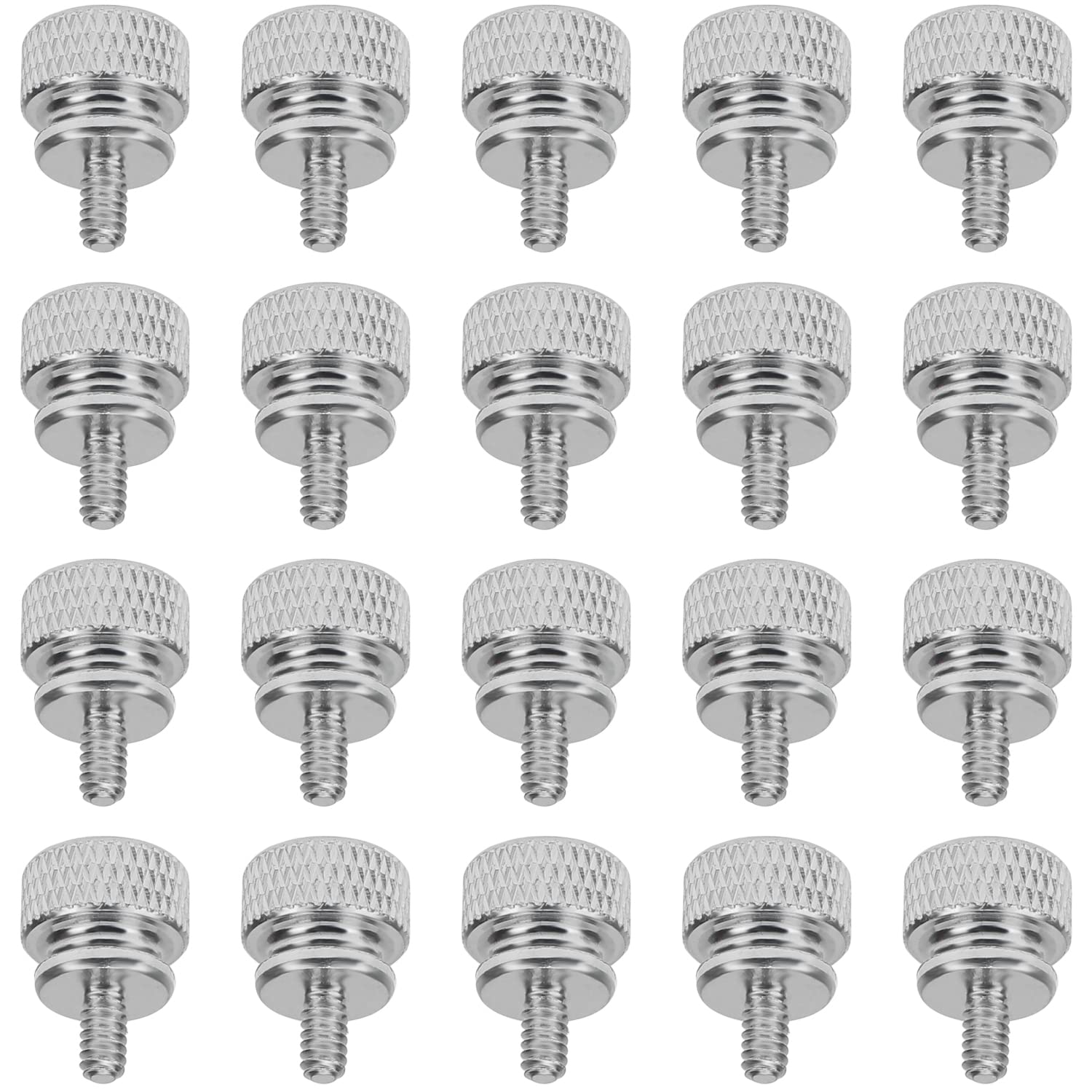 Helifouner 20 Pieces 6 32 Thread, Silver Color Anodized Aluminum Computer Case Thumbscrews, Thumb Screws For Computer Case/Cover