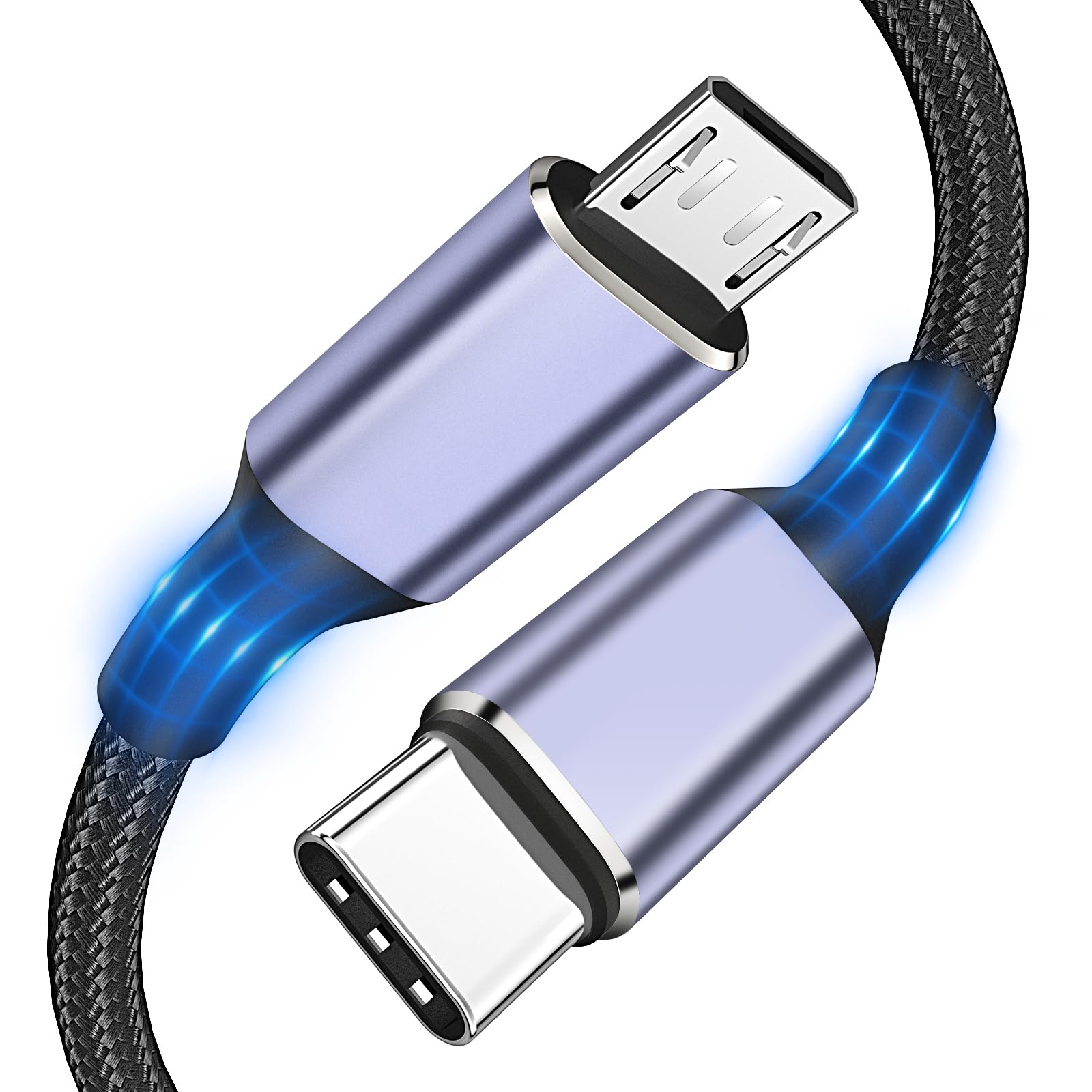 Usb C To Micro Usb Cable 3Ft,Micro Usb To Usb Type C Adapter Cable Otg[Aluminum Shell, Braided], 480Mbps Charing Data Transfer C