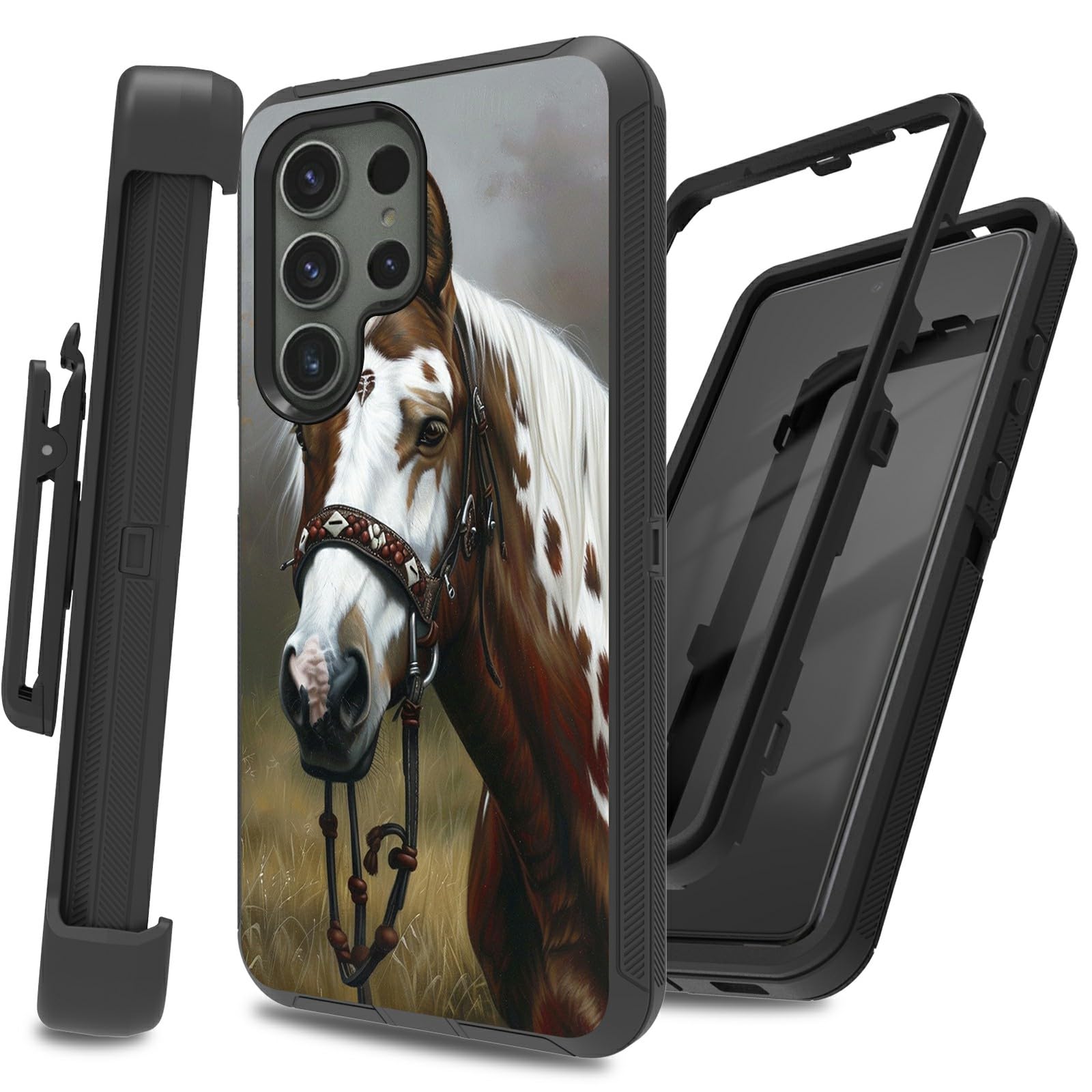 RWUTYTIUL Case for Samsung Galaxy S24 Ultra 5G 6.8 with Belt Clip Holster, Full Body Heavy Duty Protective Cover Shockproof Blac