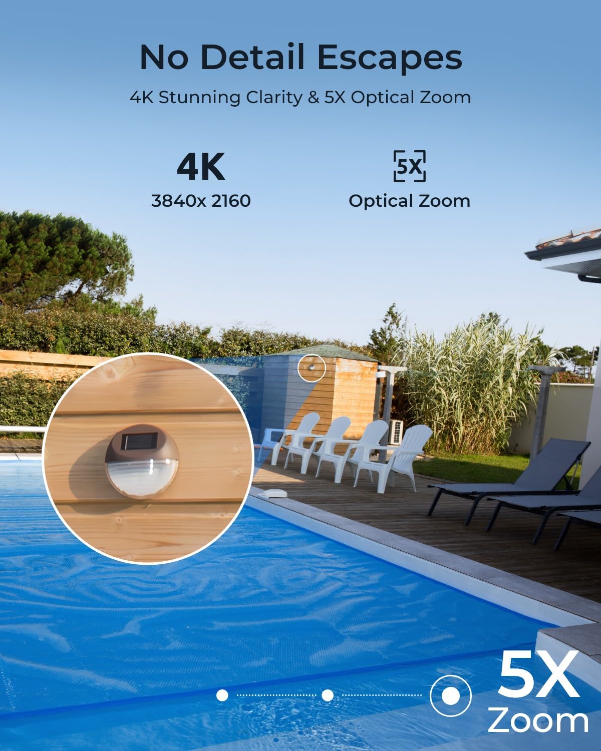 Reolink 4K 8Mp Dual Band Wi Fi 6 Ptz Security Camera With 5X Optical Zoom, High Speed 360 Pan & 90 Tilt, Auto Tracking, Color/In