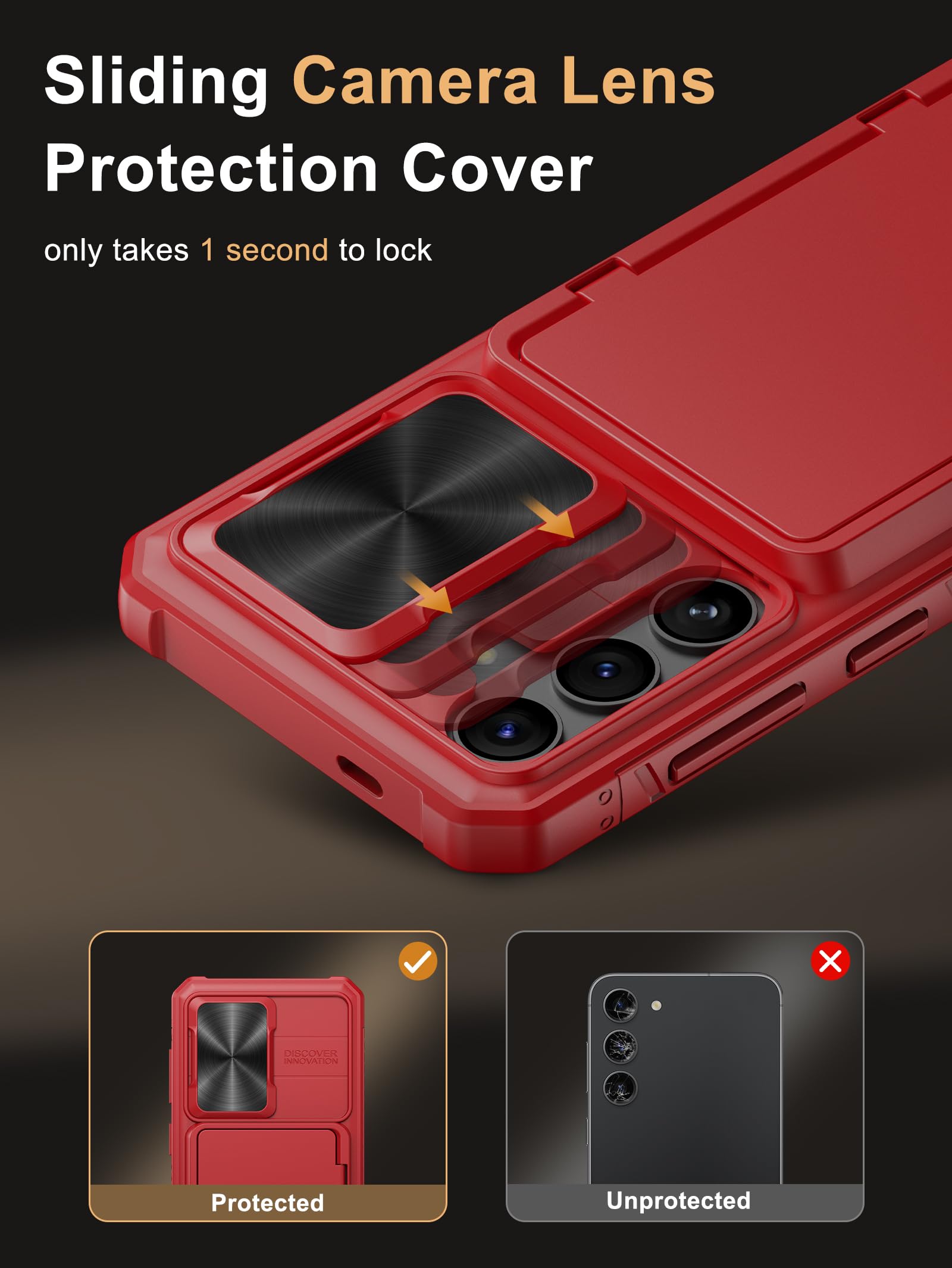 Vihibii For Samsung Galaxy S24 Wallet Case With Card Holder (4 Cards) & Slide Lens Cover & Kickstand & Raised Edges Protect Scre