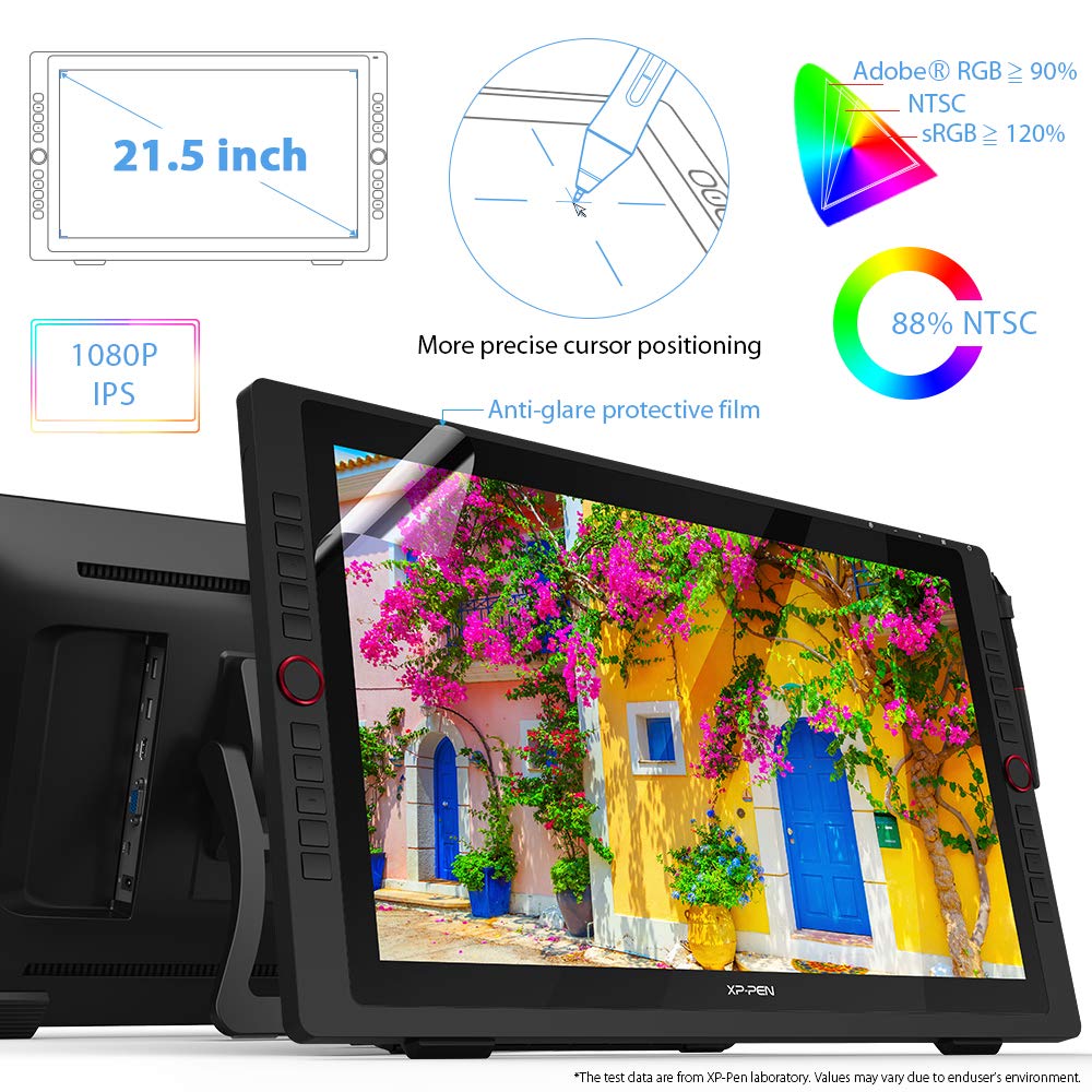 Drawing Tablet With Screen Xppen Artist 22R Pro Computer Graphics Tablet 120% Srgb With Battery-Free Stylus Full-Laminated Techn