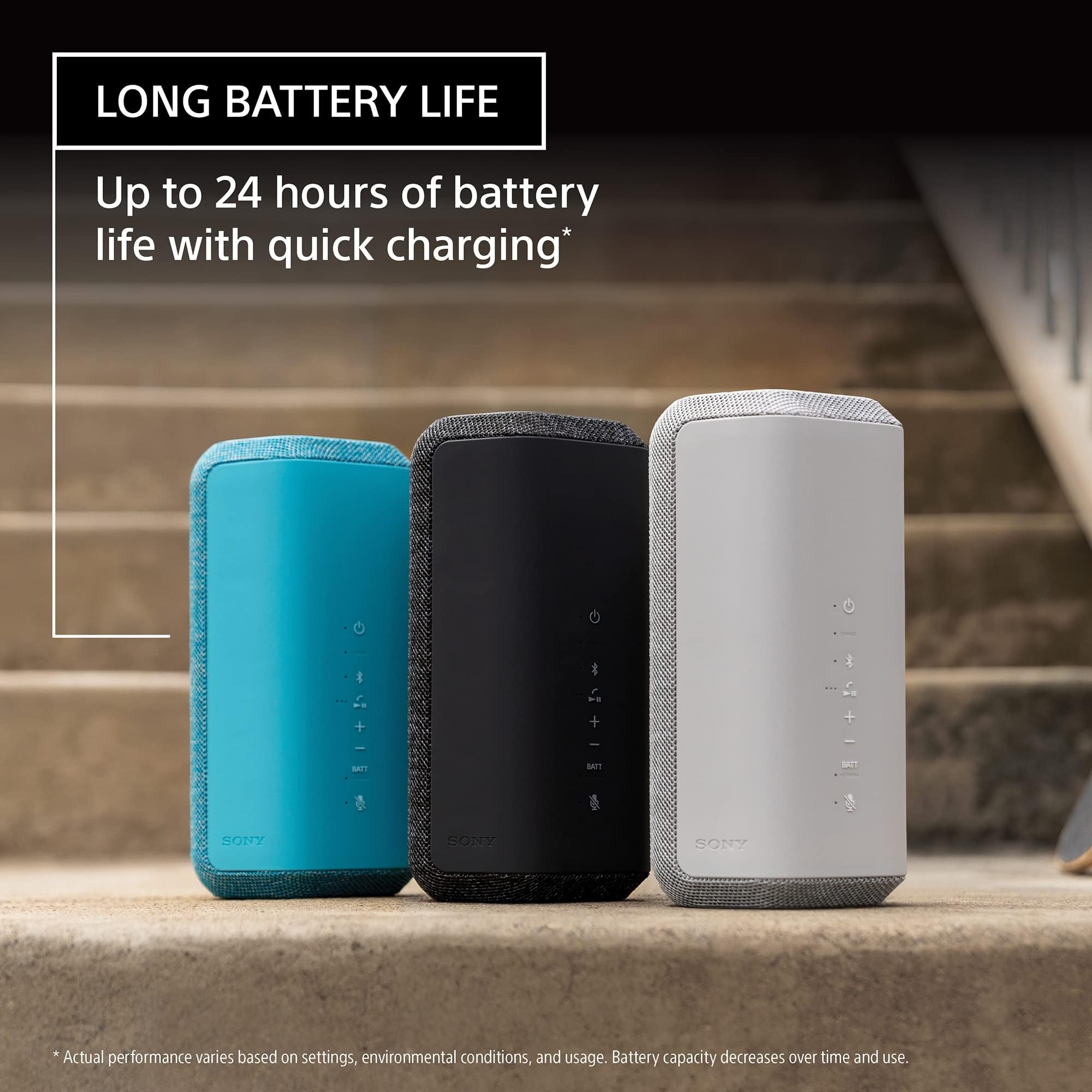 Sony SRS XE300 X Series Wireless Portable Bluetooth Speaker, IP67 Waterproof, Dustproof and Shockproof with 24 Hour Battery, Light Gray