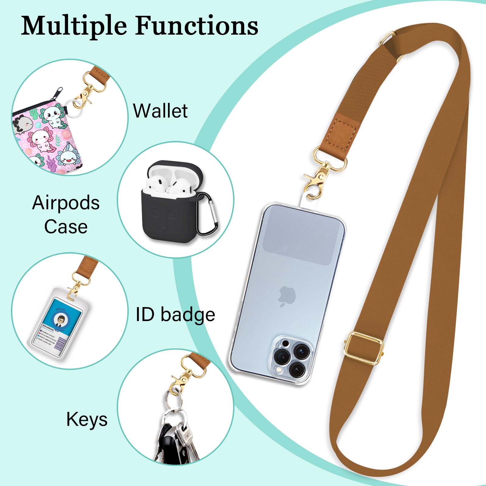 Piefly Phone Lanyard Crossbody Phone Strap, Cell Phone Lanyards For Around The Neck Wristlet Shoulder, Wrist Strap For Keys Phon