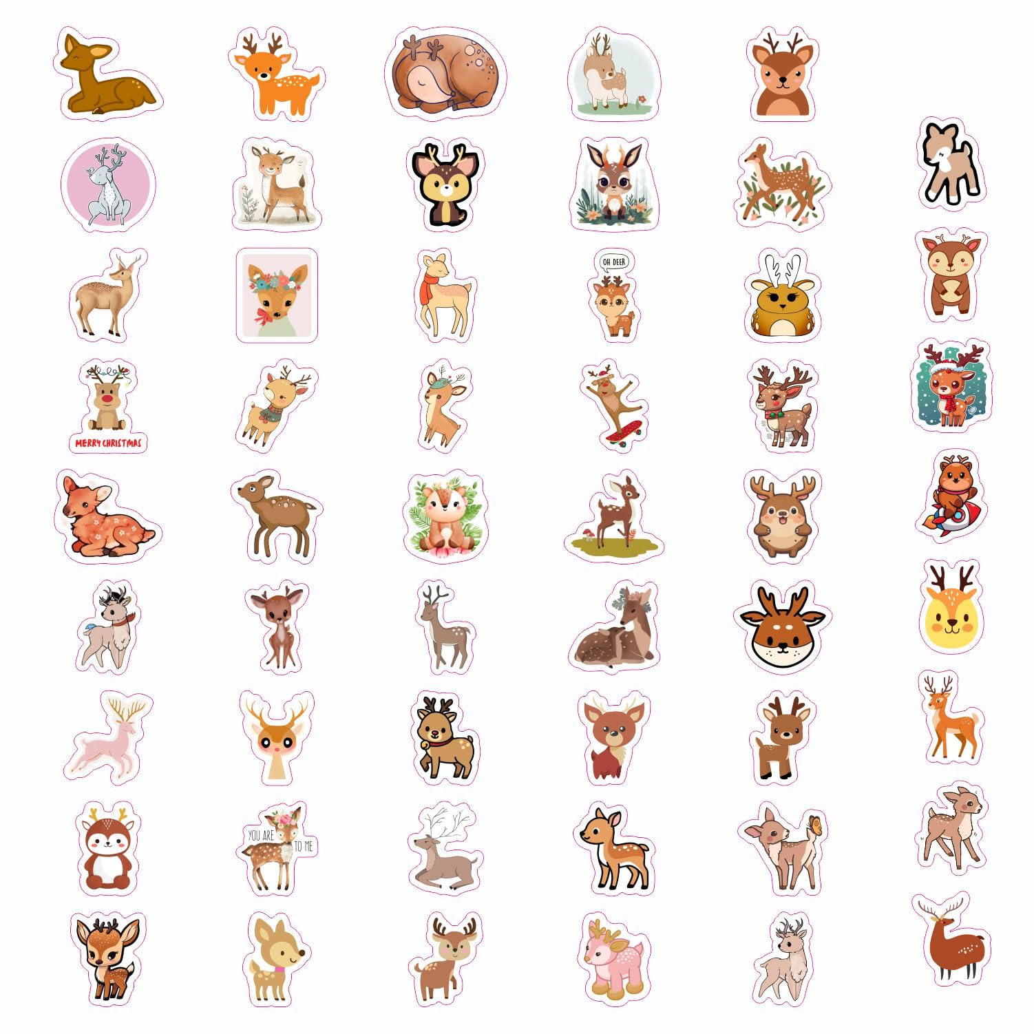 100Pcs Deer Stickers And Decals   Woodland, Gold, Whitetail, White Deer Stickers For Water Bottles & Laptops   Deer Birthday Par