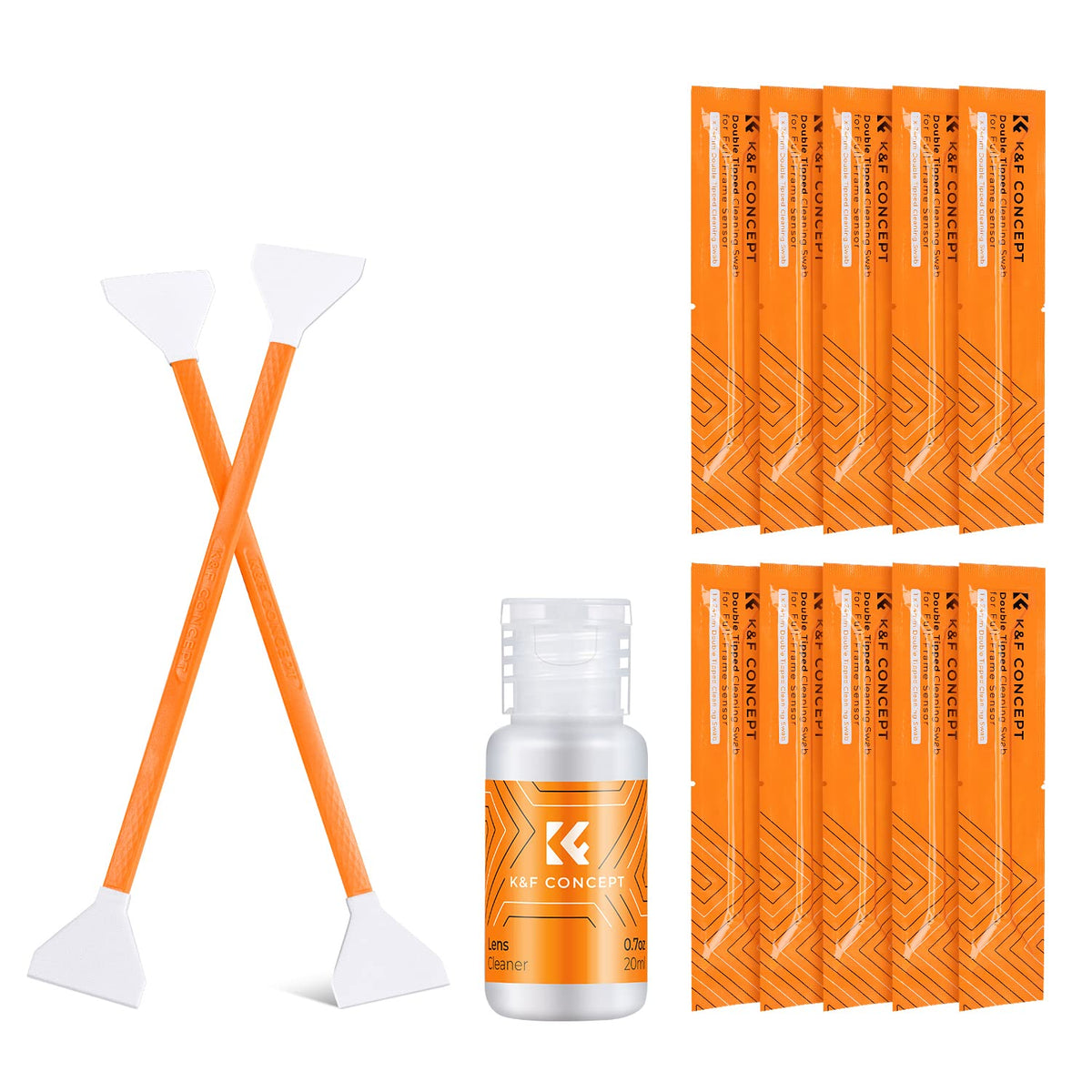 K&F Concept Professional Full Frame Sensor Cleaning Kit, Digital Camera Lens Cleaner Kit   20Ml Sensor Cleaner & 10 X 24Mm Doubl