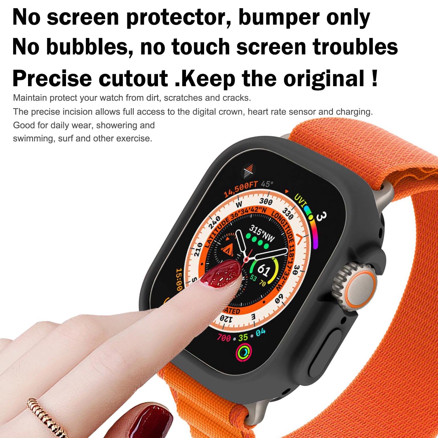 Botomall Compatible With Apple Watch Bumper Case Ultra 2 / Ultra 49Mm Soft Flexible Tpu Thin Lightweight Protective Cover For Iw