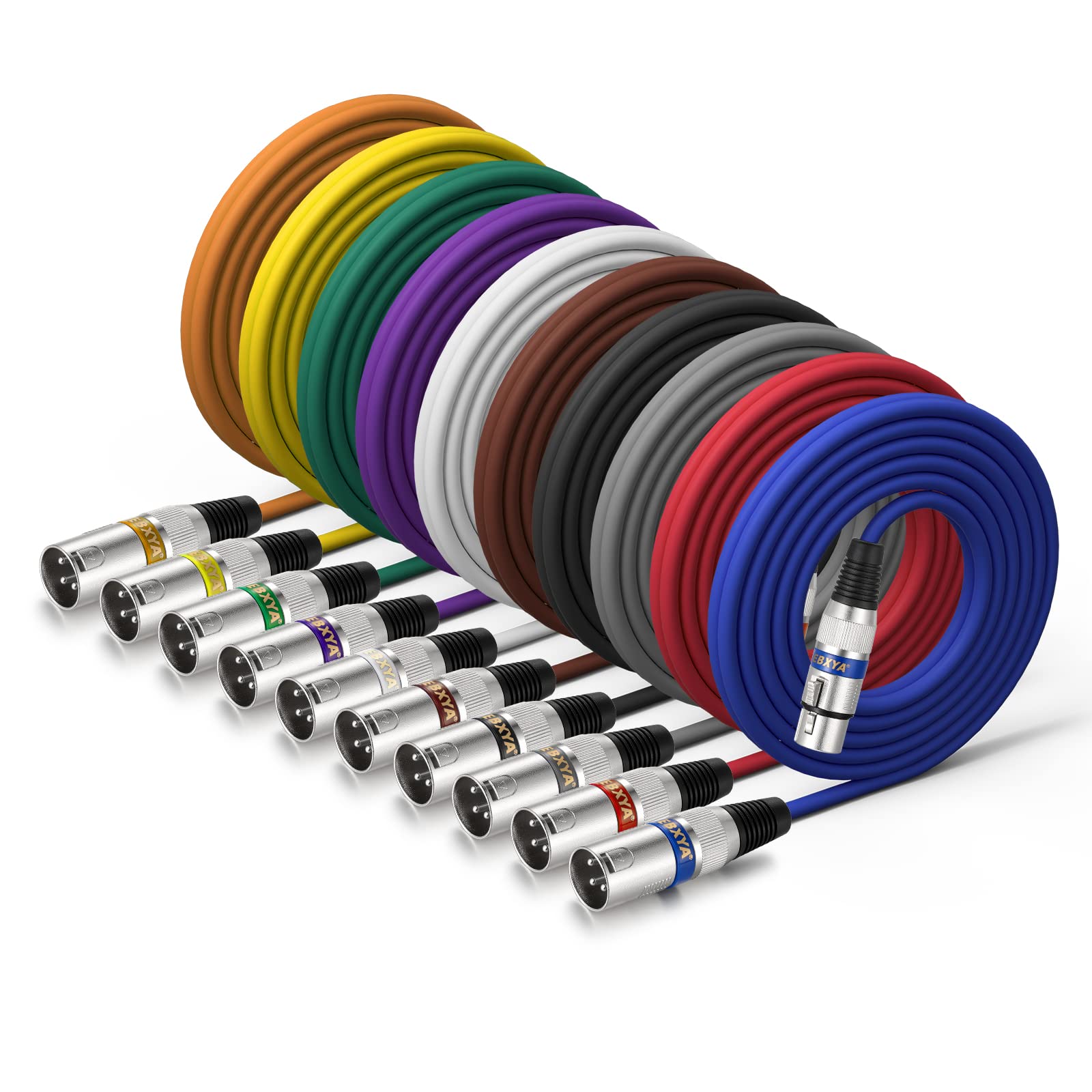 Ebxya Xlr Cable 10 Ft 10 Packs   Premium Balanced Dmx Cable, Xlr Male To Female Microphone Cable