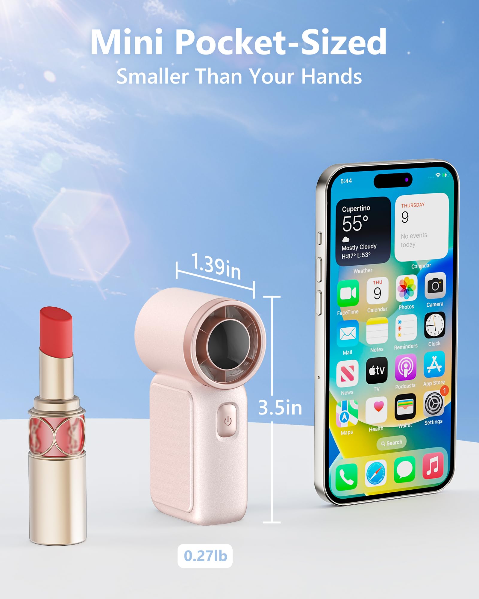 Ageyou Portable Handheld Mini Fan, 6 Gear Wind, Hand Small Travel Personal Held Fans, Rechargeable Turbo Fan, Gifts For Women Me