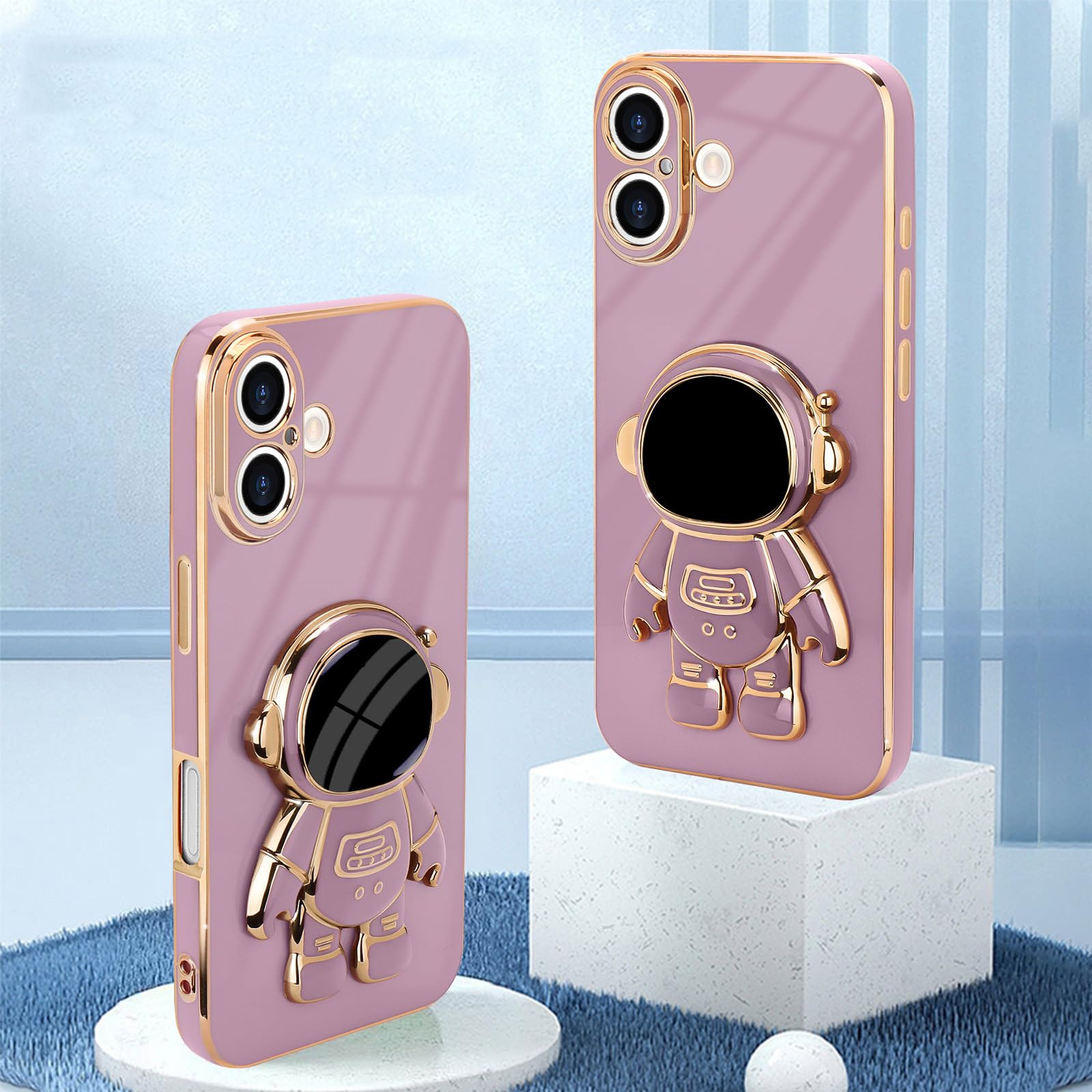 Pepmune For Iphone 16 Plus Case, Cute 3D Astronaut Stand With [2 Screen Protector] [Camera Protection] Kickstand Shockproof Blin